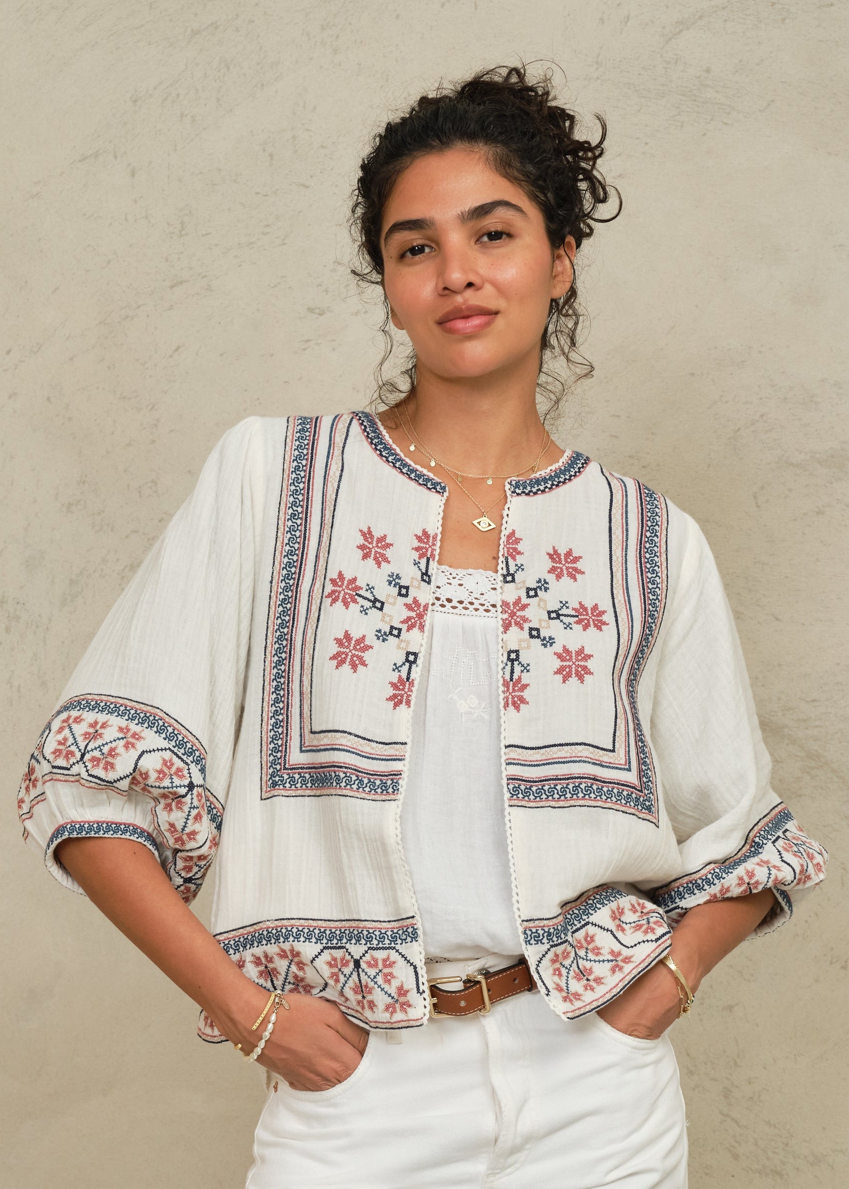 Calista Jacket - Ecru/Multi