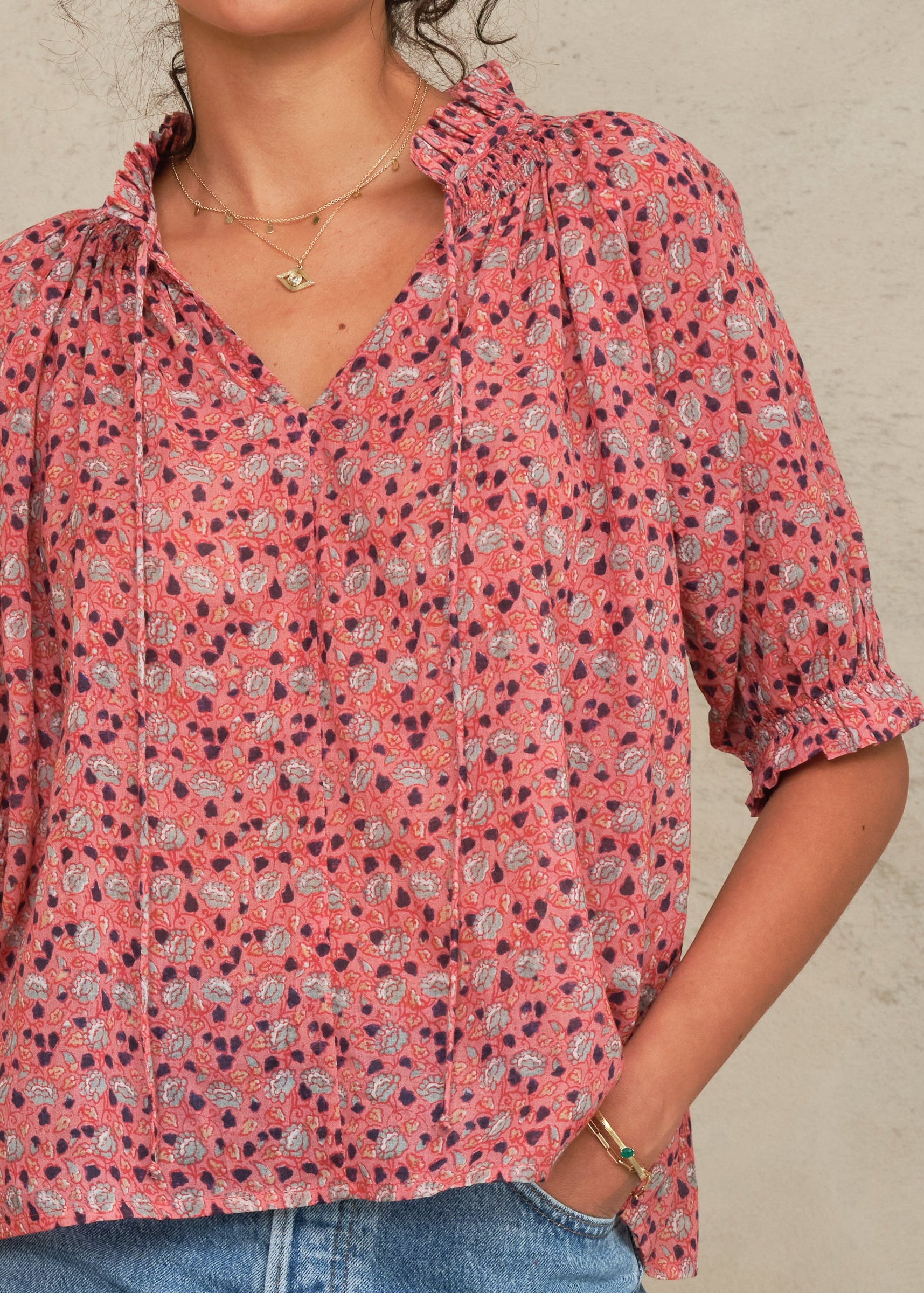 Darla Long Sleeve Top - Rose/Multi