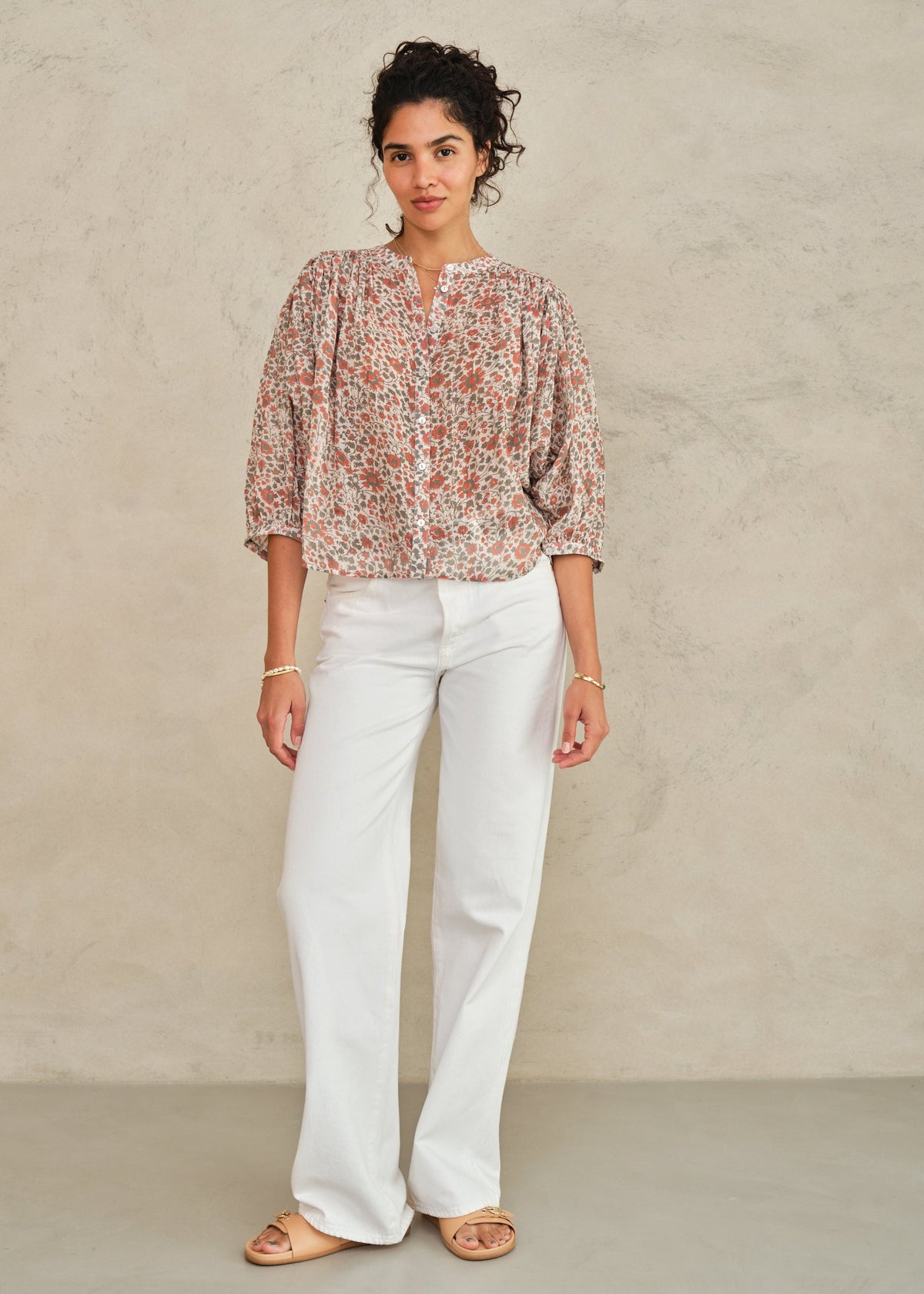 Della Long Sleeve Top - Rust/Khaki