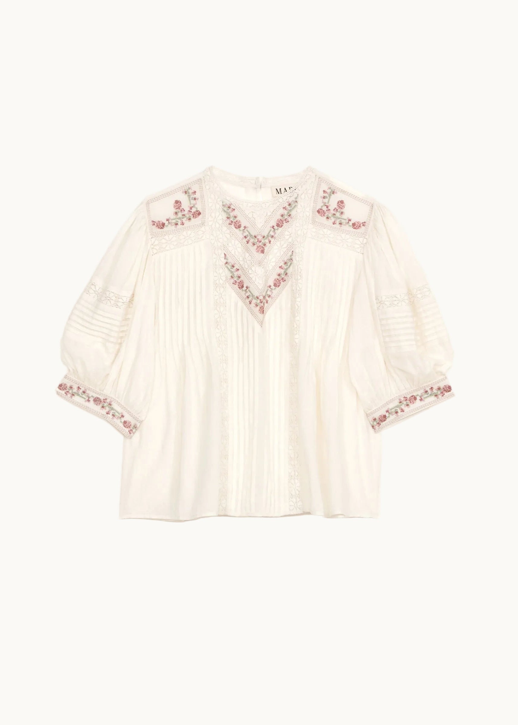 Fleur Short Sleeve Top - Ecru/Multi