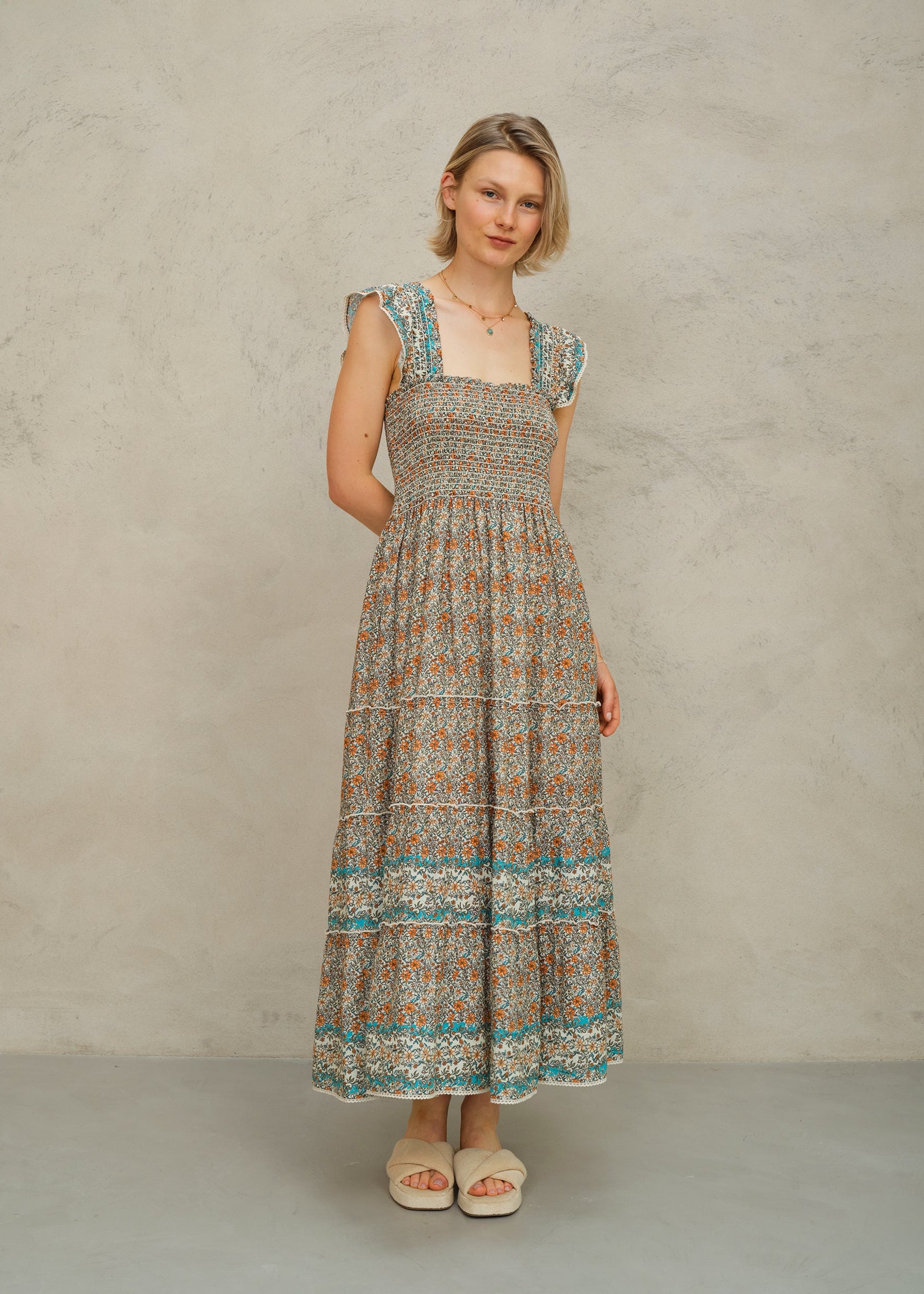 sundress and maxi dress Ivory Multi Print Halter Maxi Dress | Womens | Medium (Available in S, L) | 100% Cotton