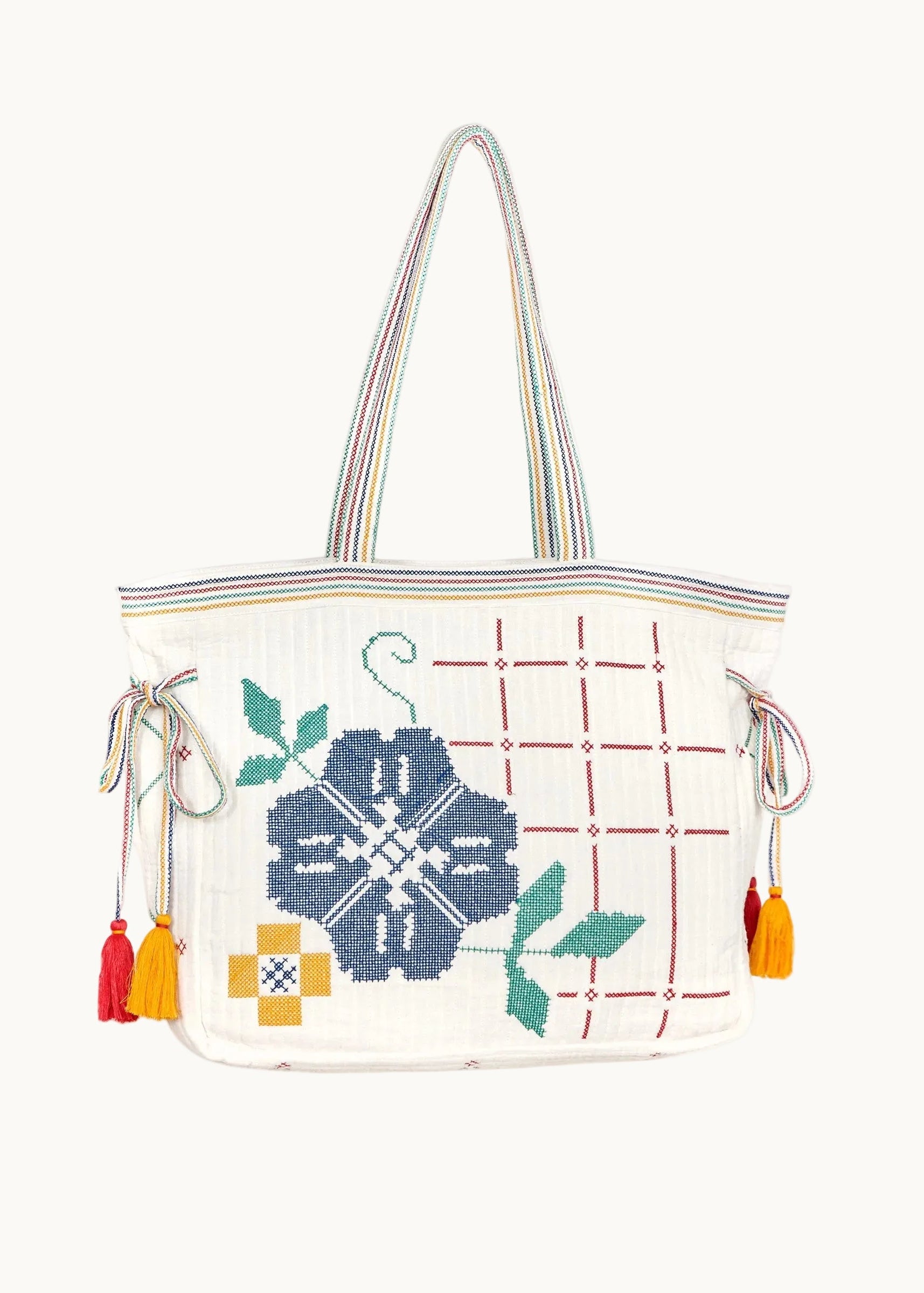 Laney Quilted Tote - Ecru/Multi