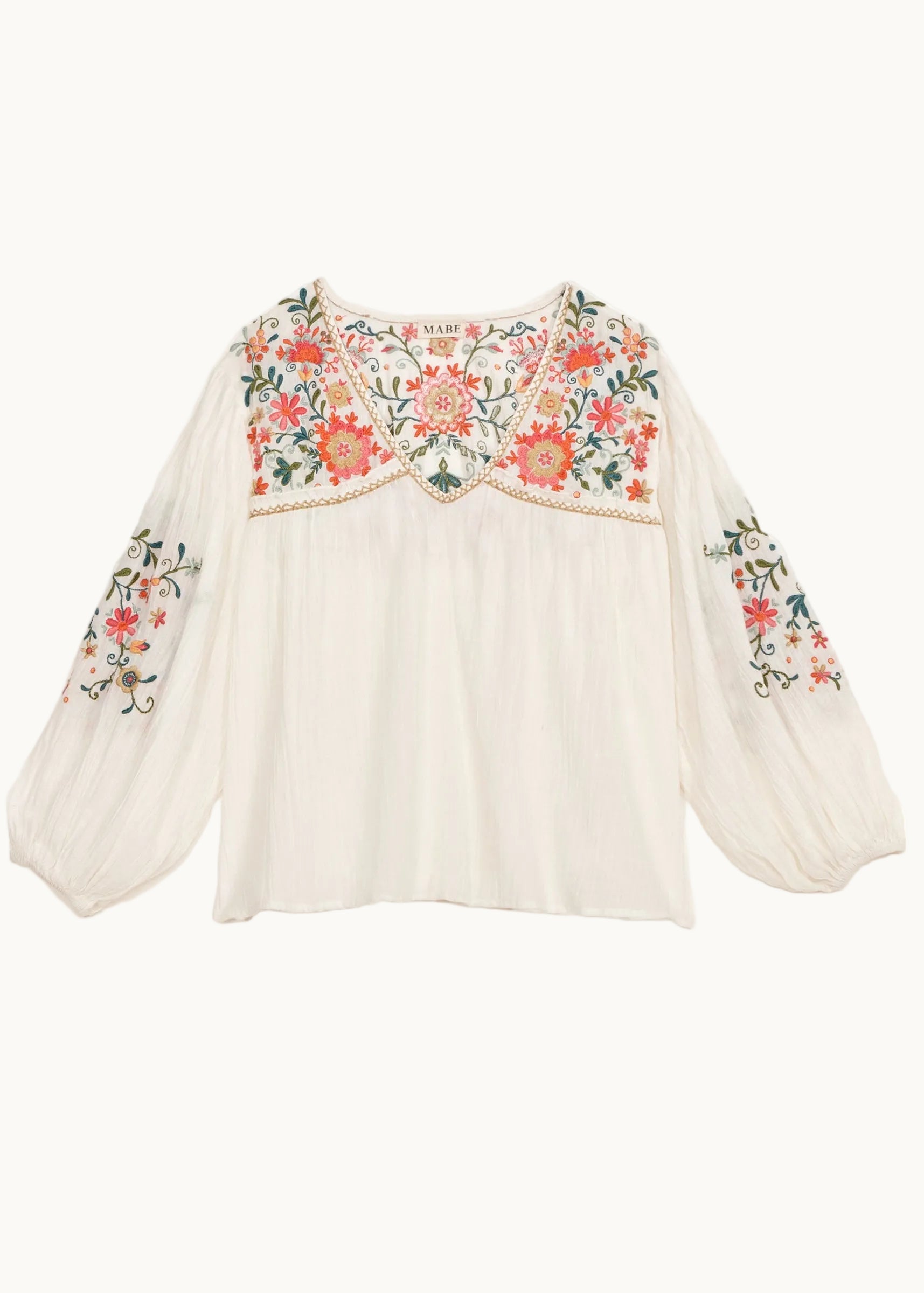 Loren Long Sleeve Top - Ecru/Multi