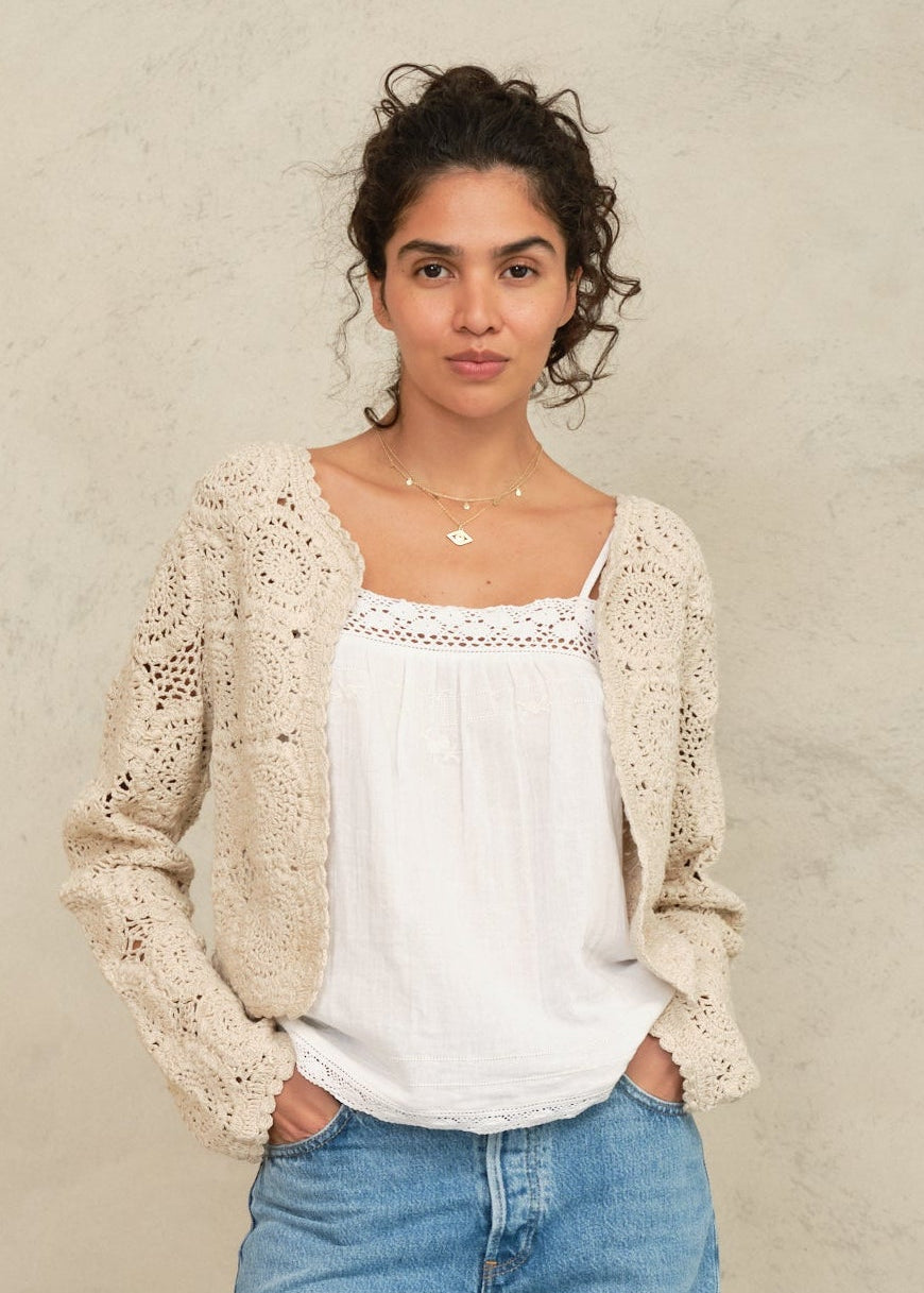 Maci Crochet Jacket - Ecru