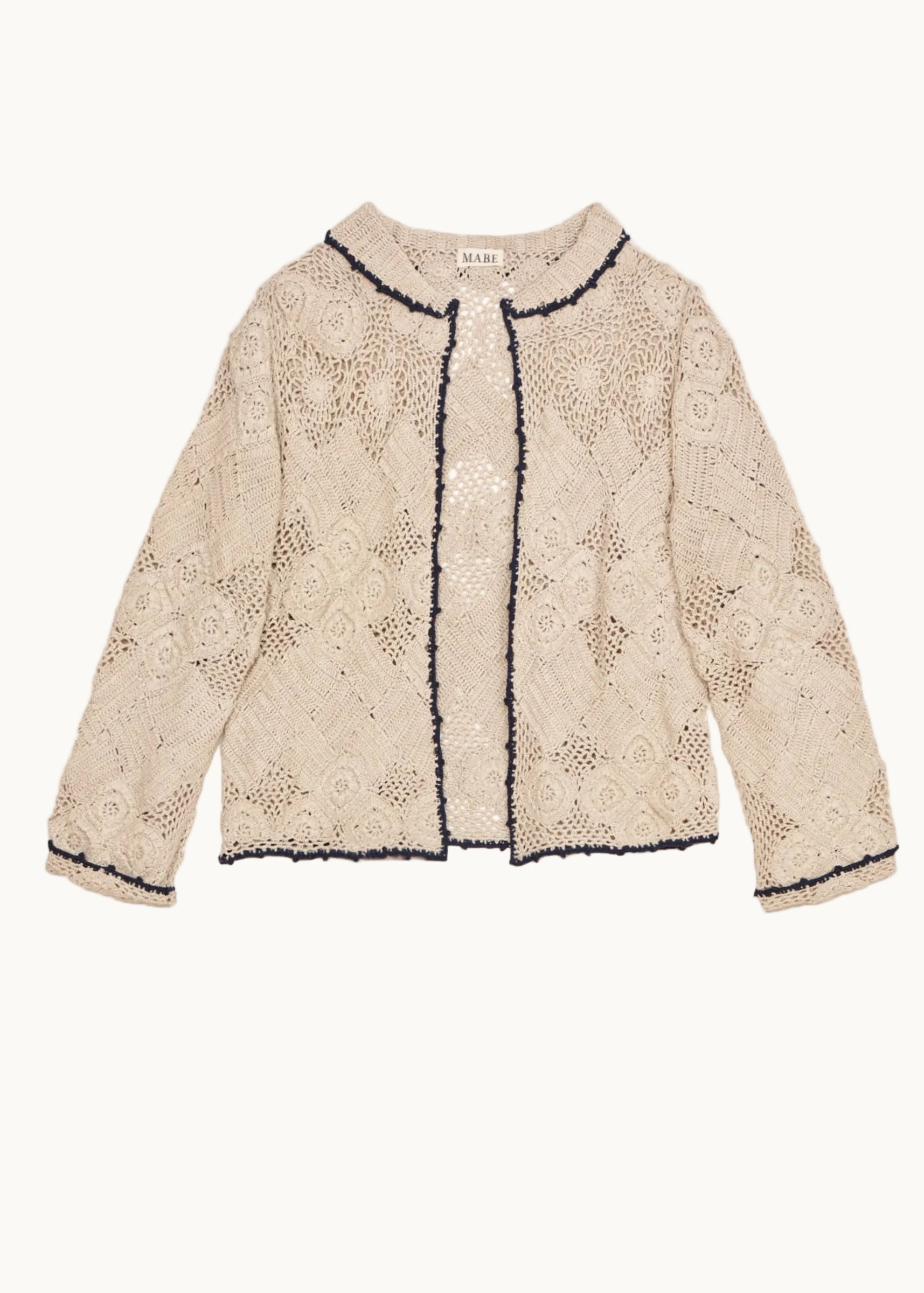 Martha Crochet Jacket - Ecru/Blue