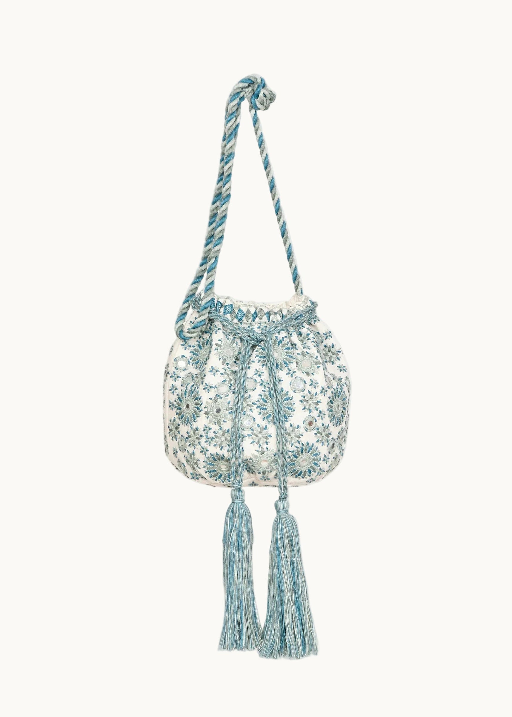 Suri Pouch - Ecru/Blue
