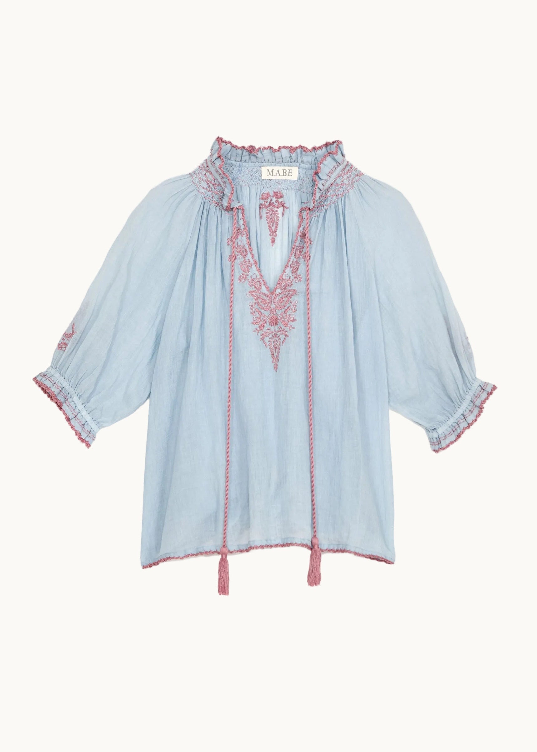 Talia Short Sleeve Top - Lt Blue/Rose