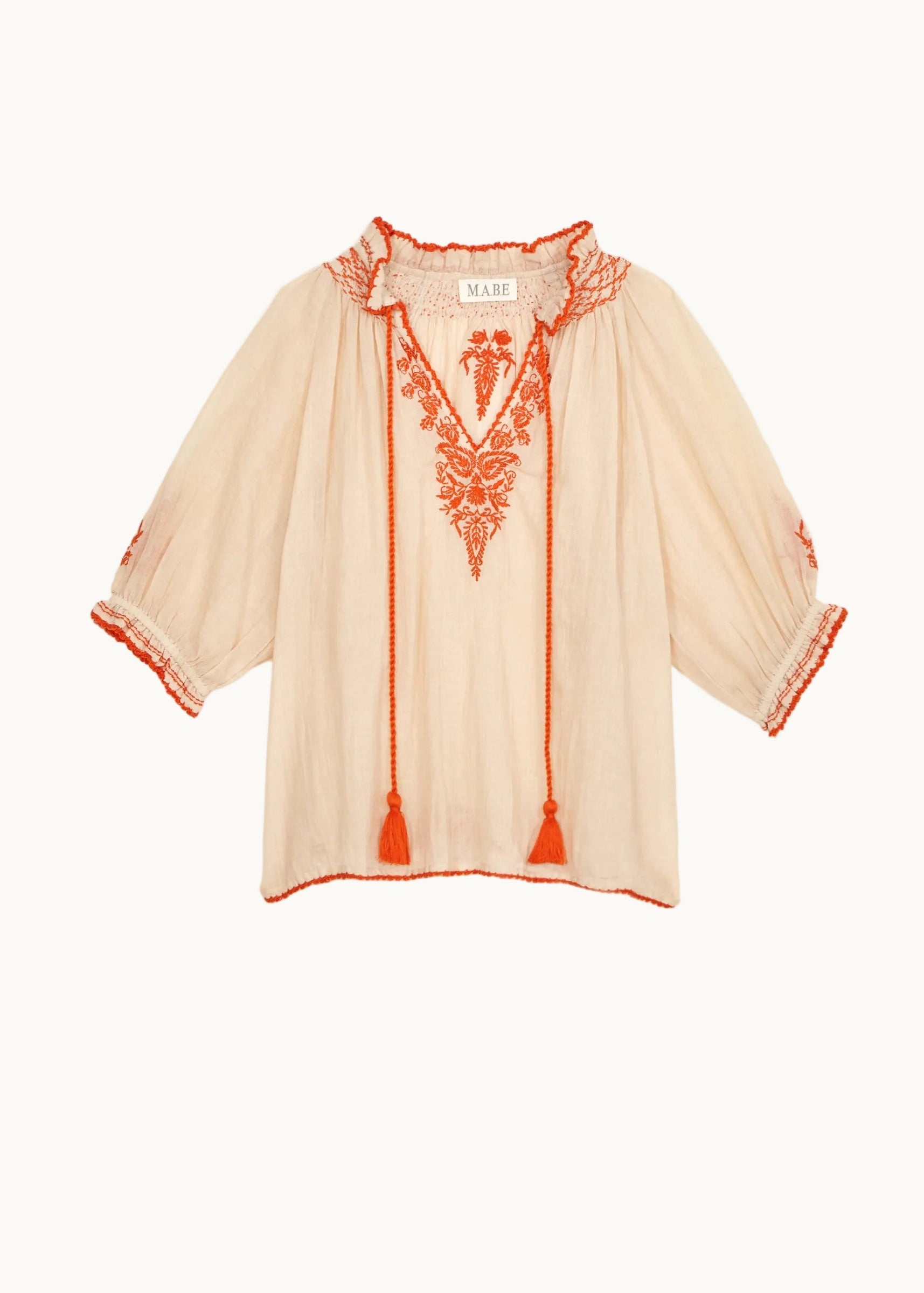 Talia Short Sleeve Top - Beige/Orange