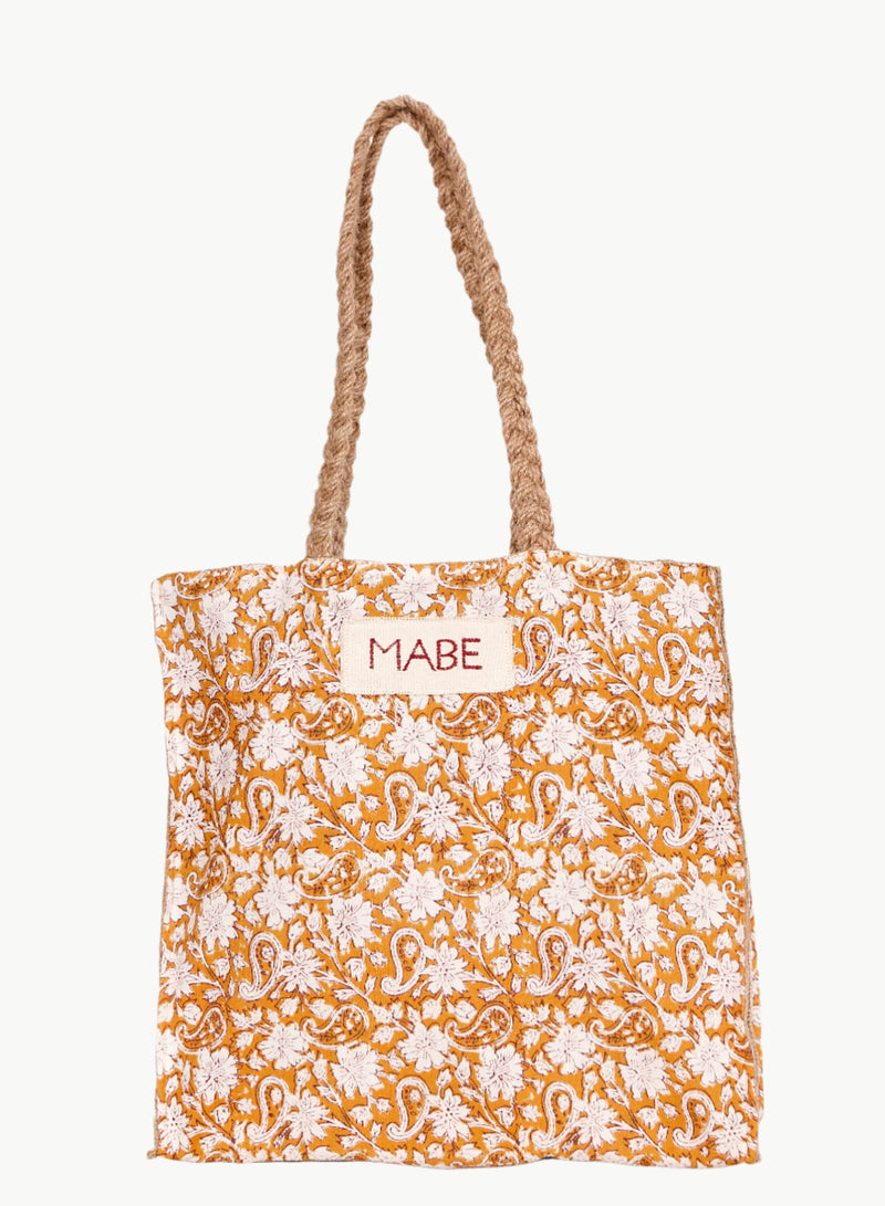 Blockprint & Jute Tote