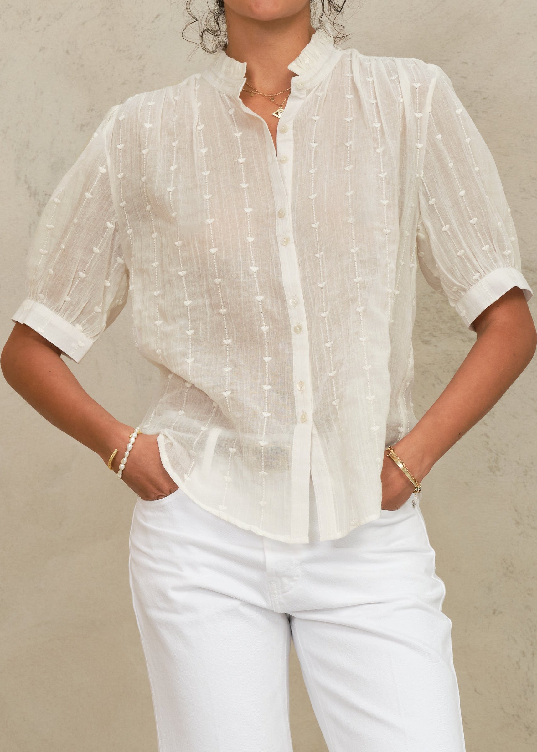 Alli Short Sleeve Top - Ecru