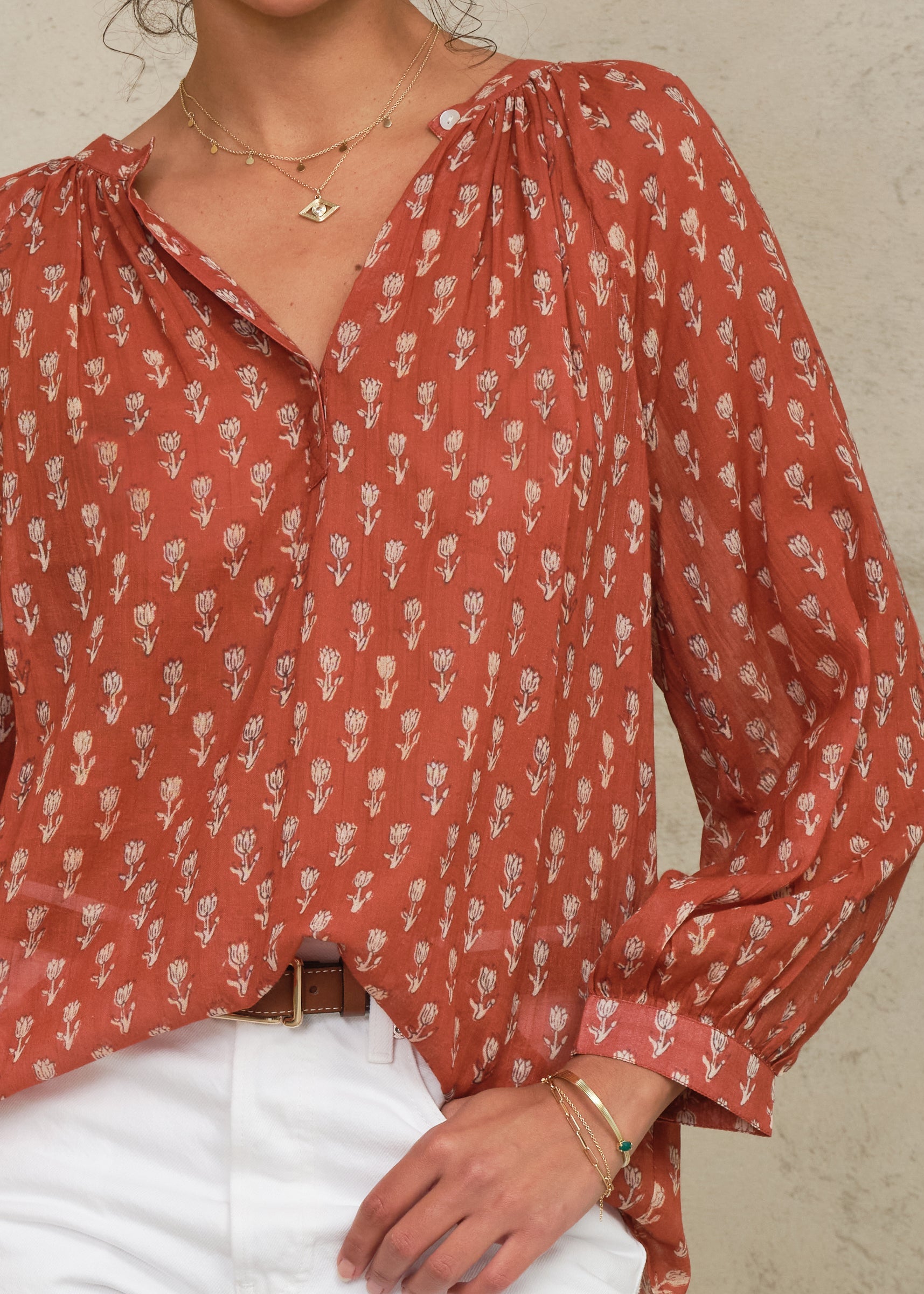Ari Long Sleeve Top - Rust