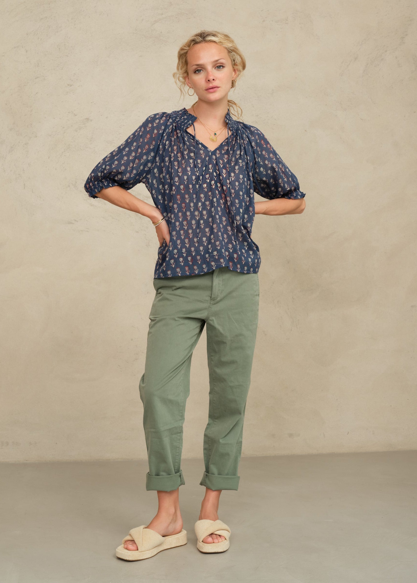 Ari Short Sleeve Top - Indigo