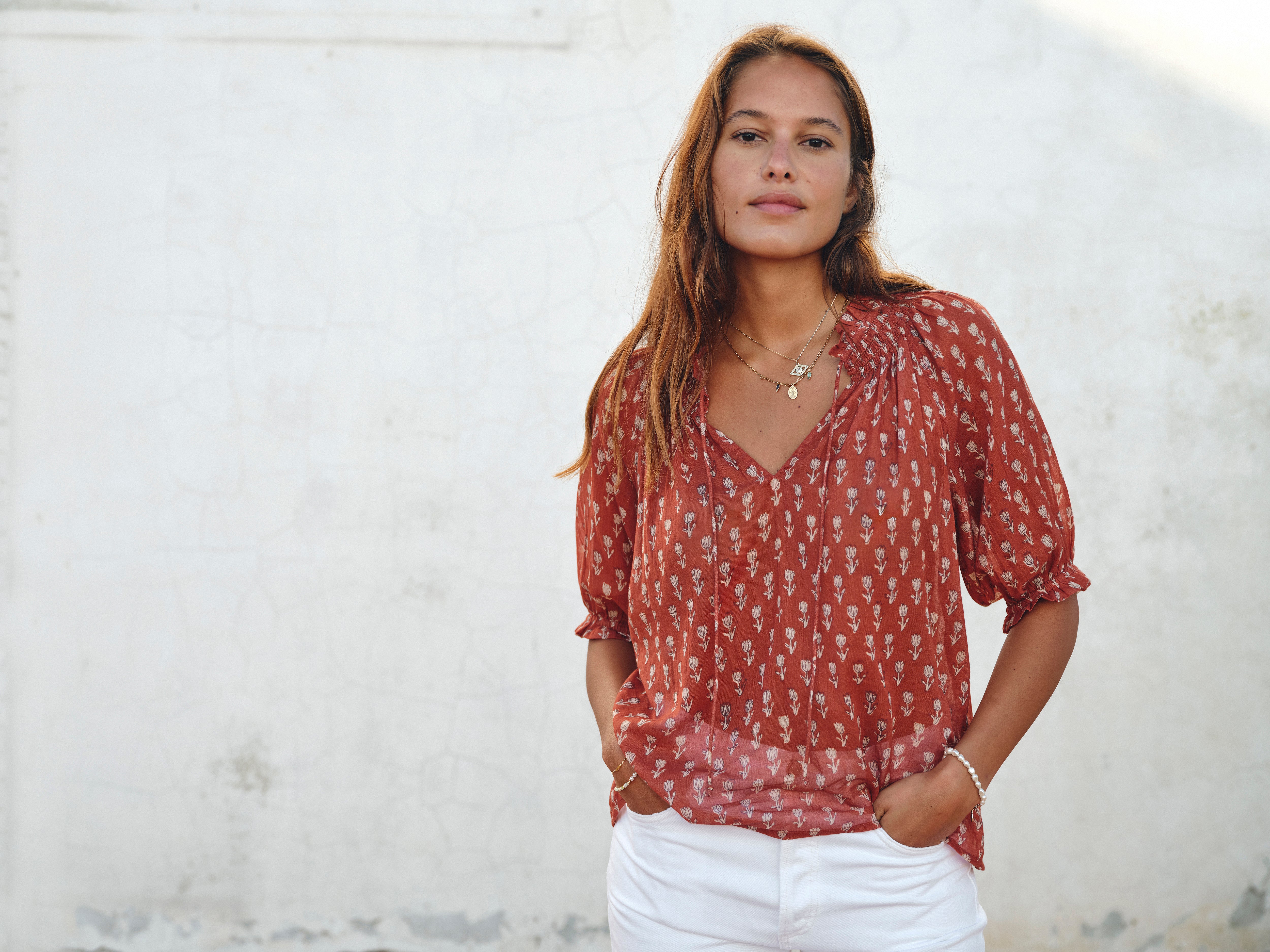 Ari Short Sleeve Top - Rust