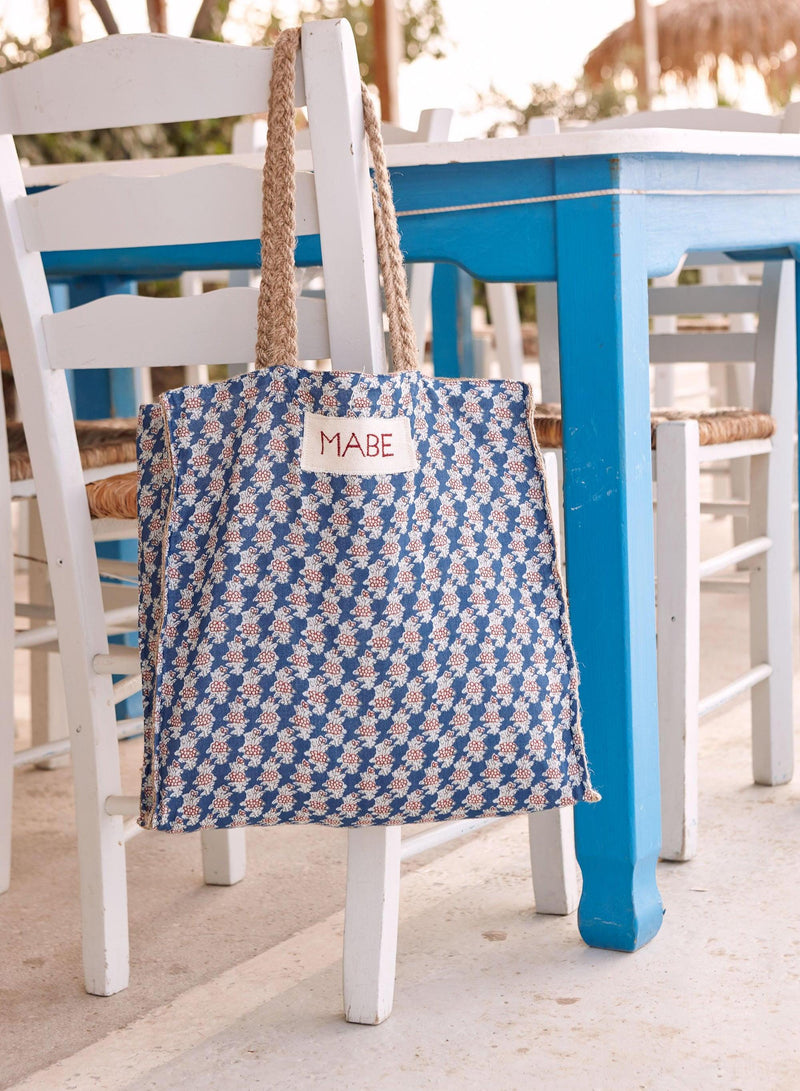 Blockprint & Jute Tote