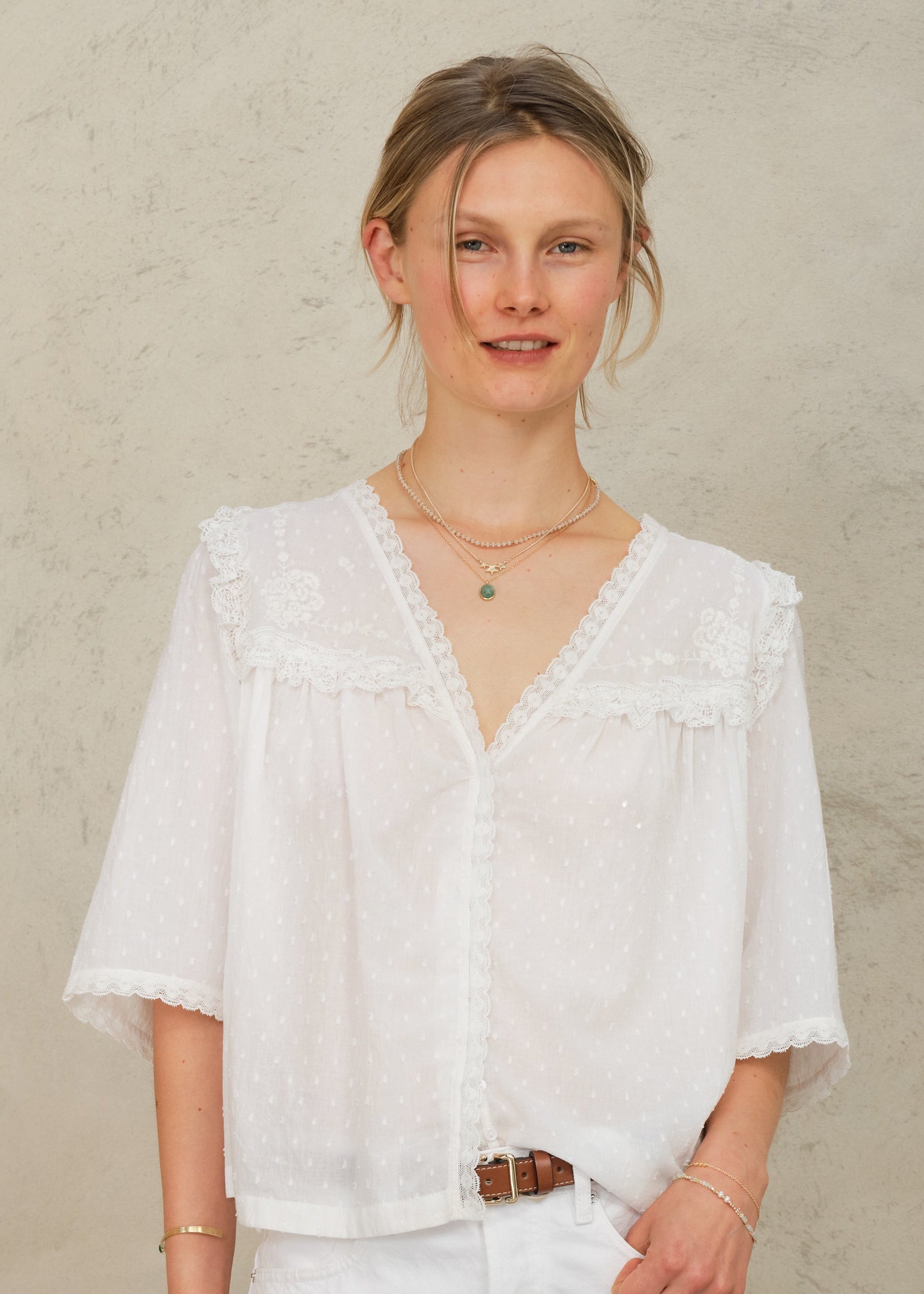 Brea Frill Top - Ivory