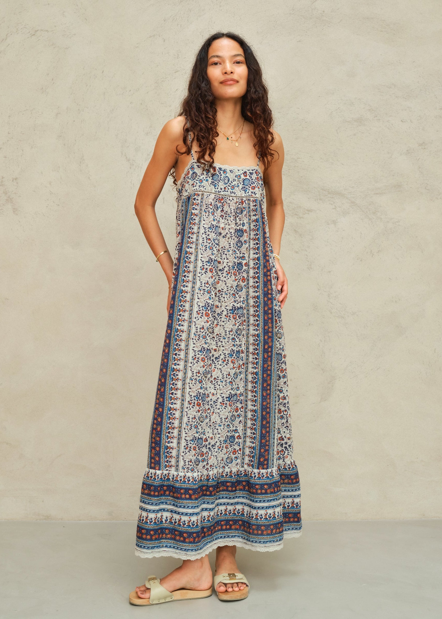 Cass Maxi Sundress - Indigo/Rust