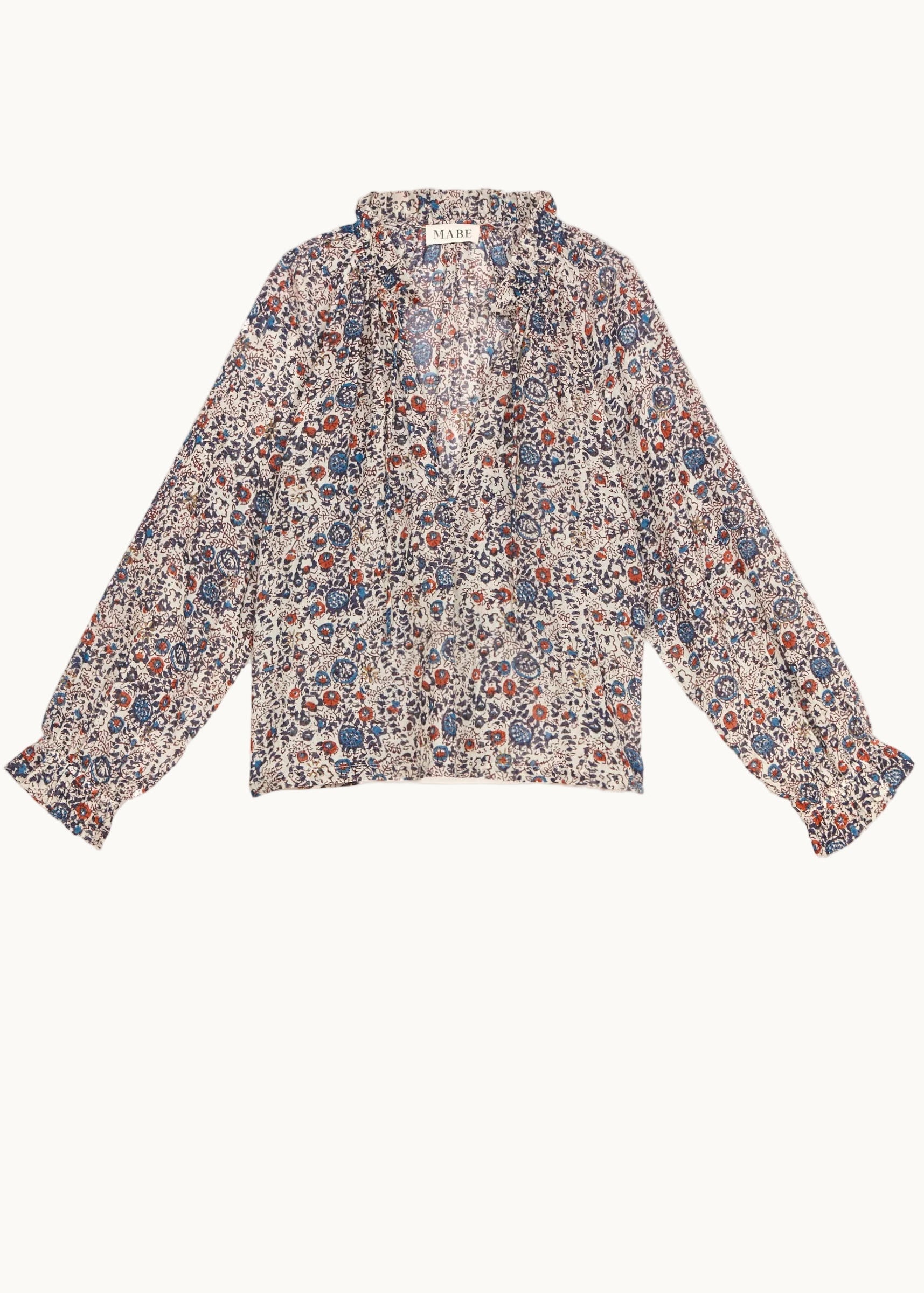 Cass Long Sleeve Top - Indigo/Rust