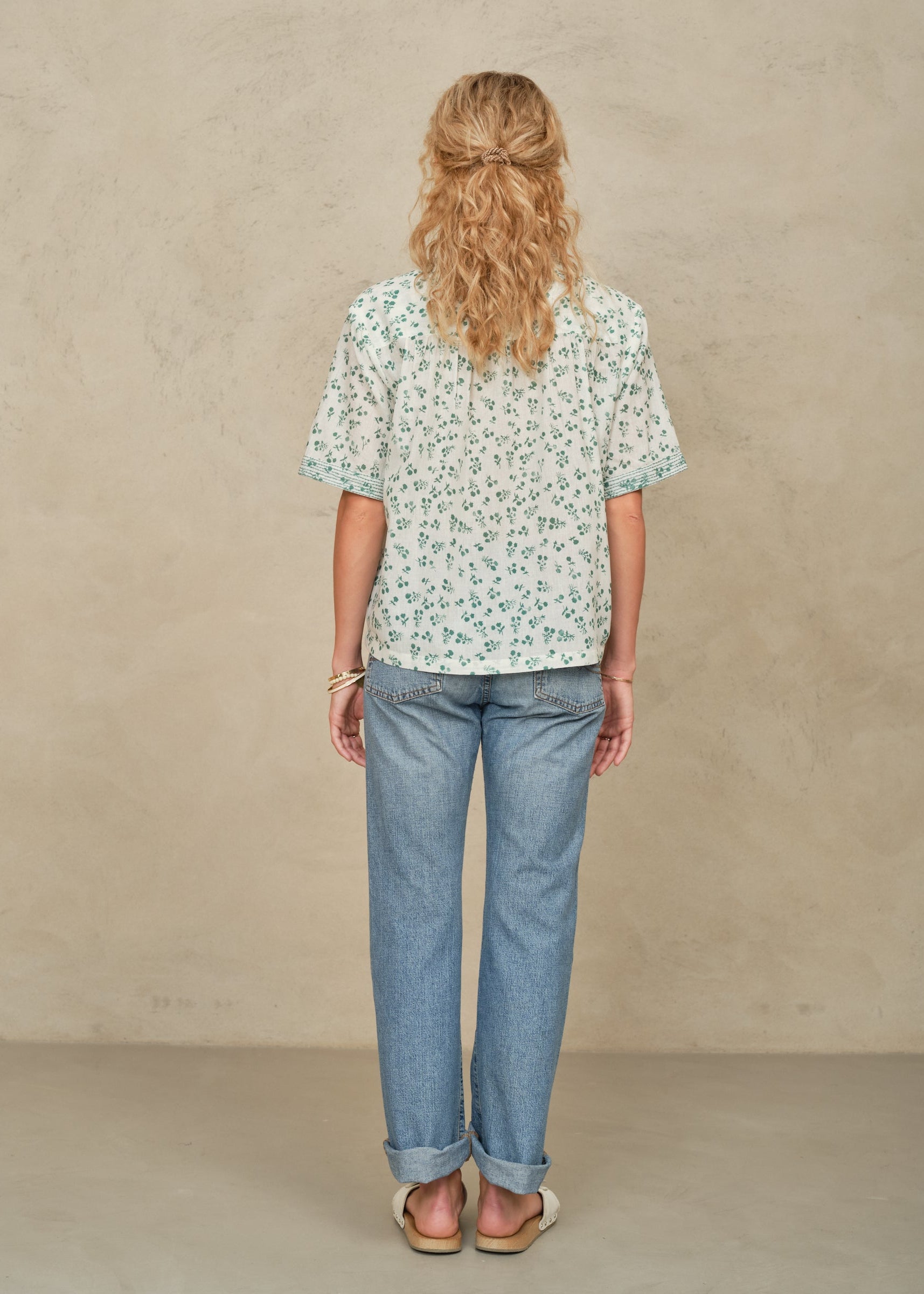 Edie Stitch Short Sleeve Top - Green