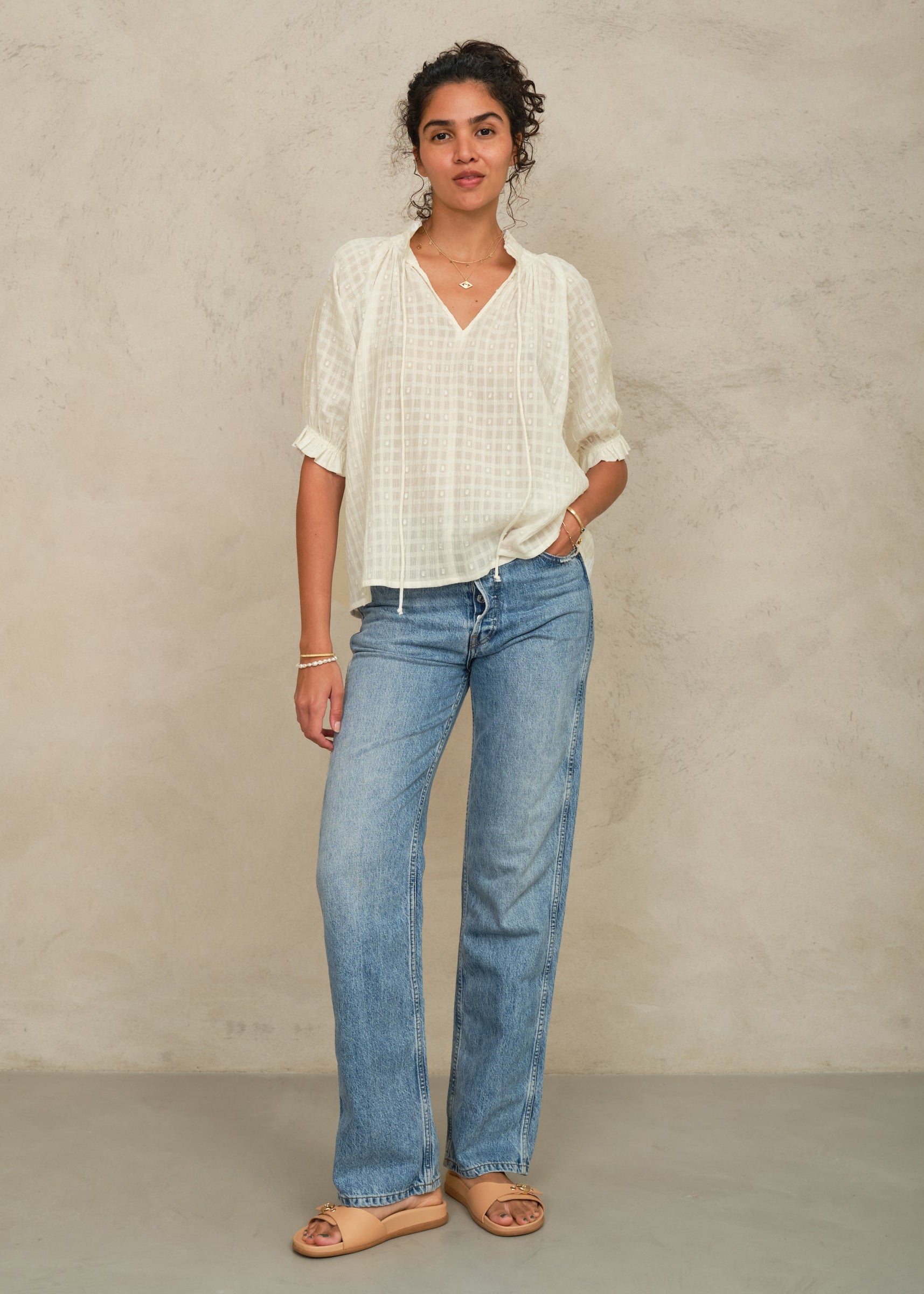 Etta Short Sleeve Top - Ecru