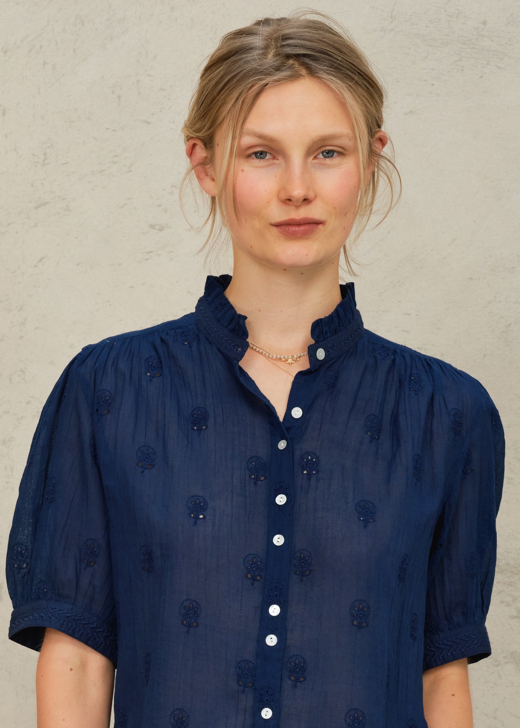 Frani Short Sleeve Top - Indigo