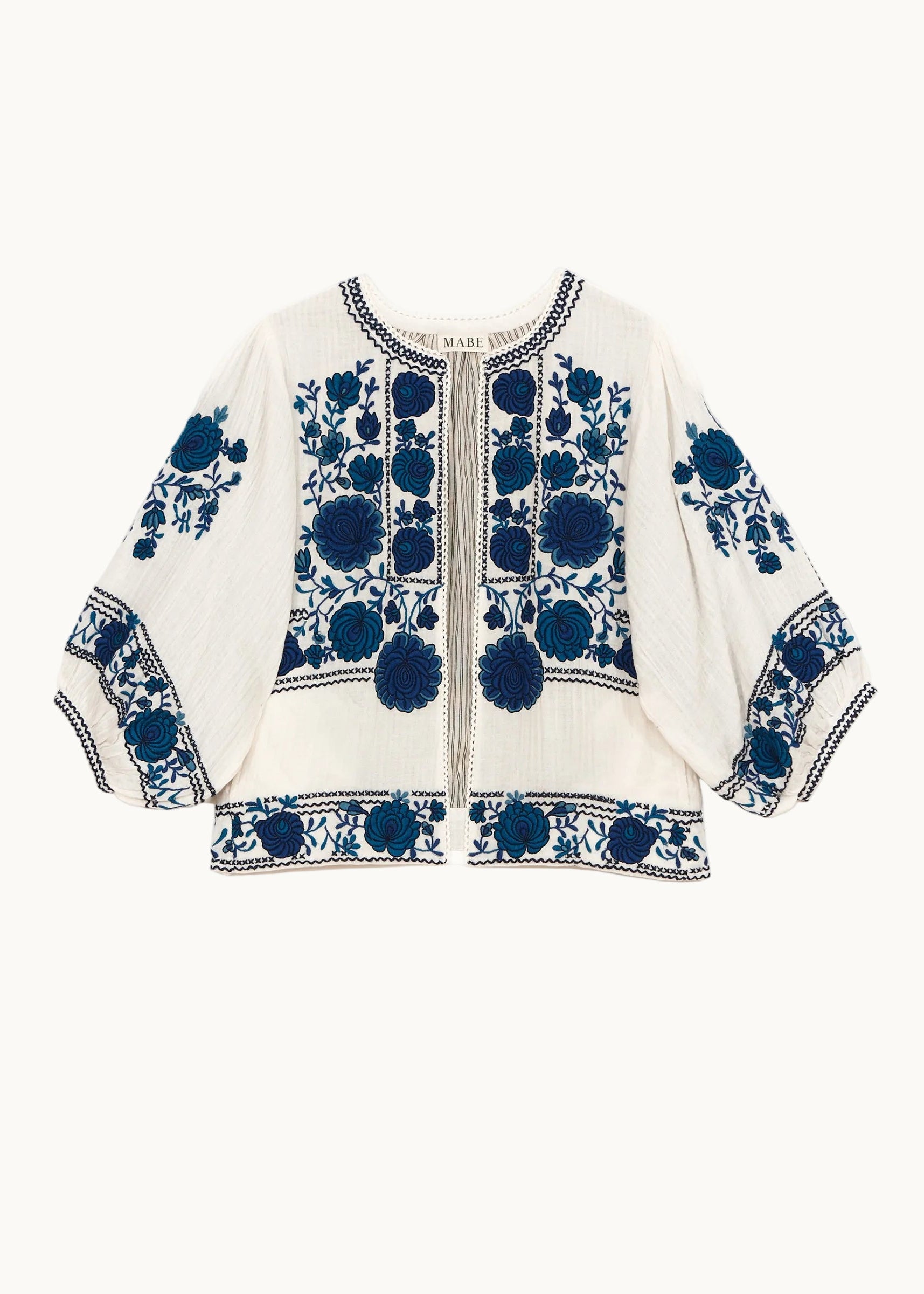 Greta Jacket - Ecru/Blue