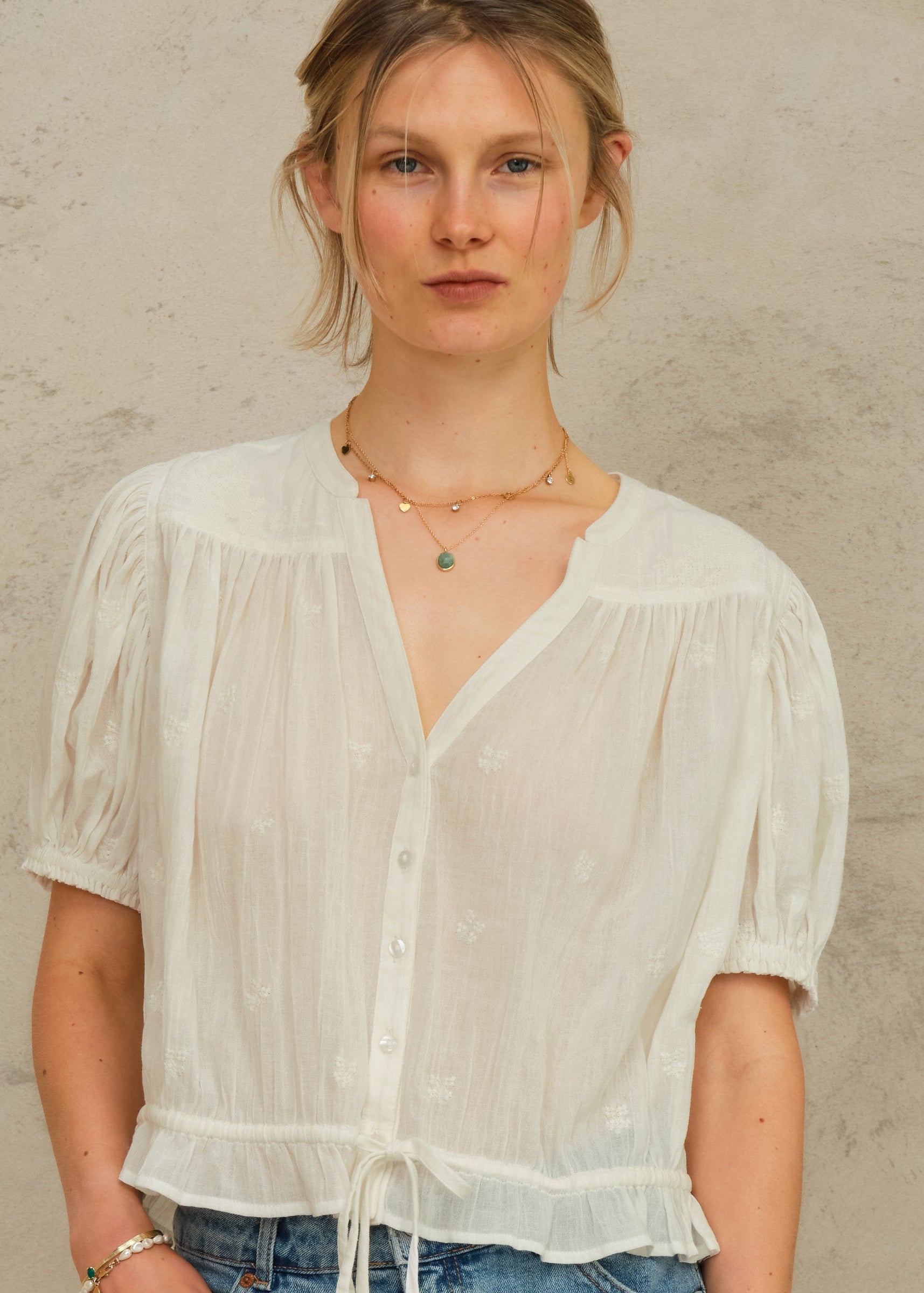 Harlie Short Sleeve Top - Ivory