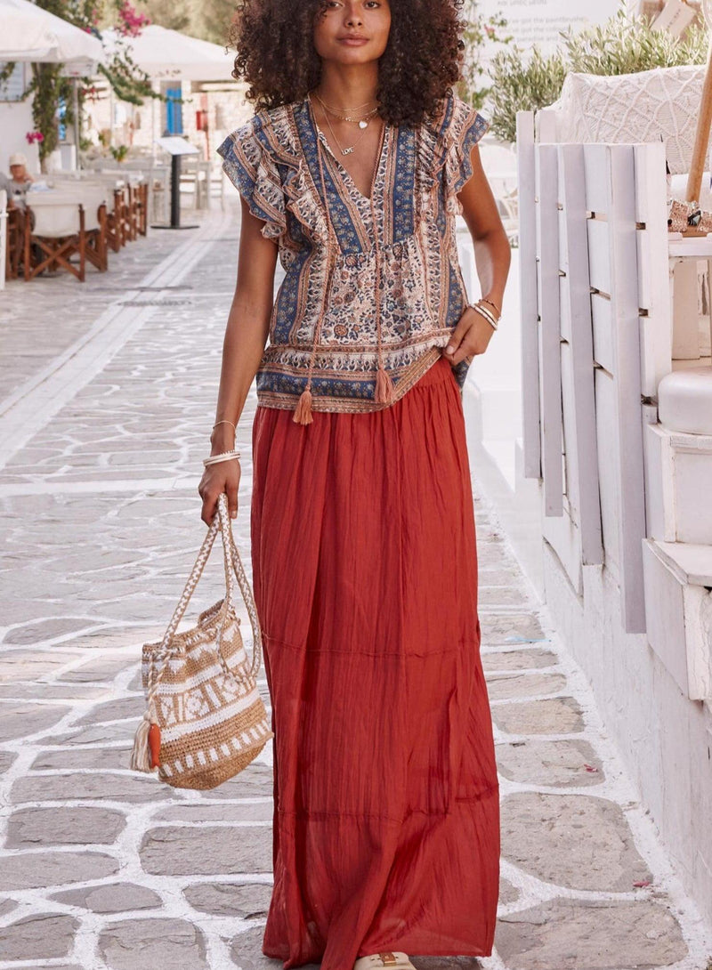 Kora Maxi Skirt - Rust