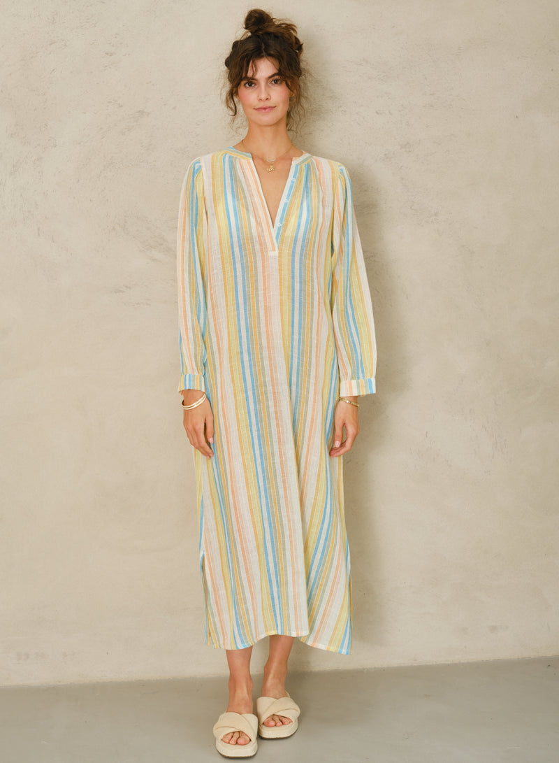 Kori Stripe Kaftan - Orange/Turq