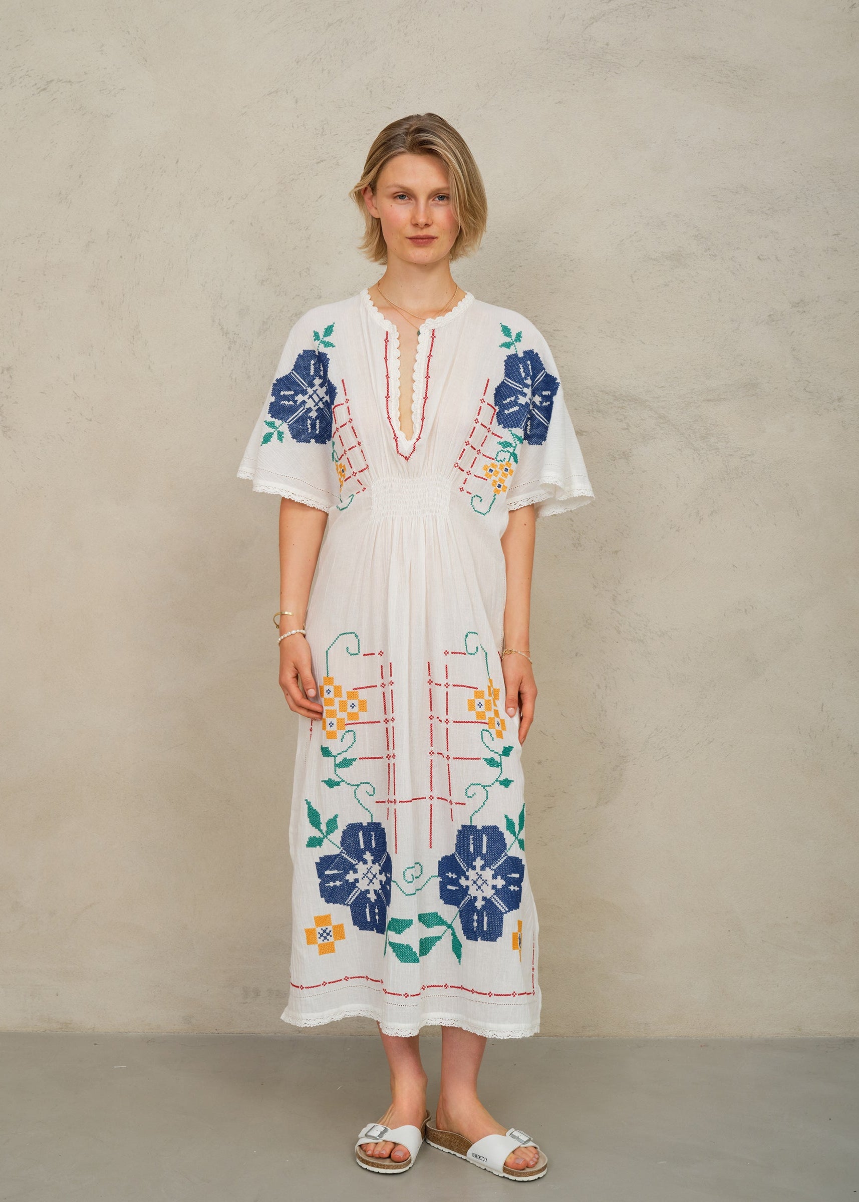 Laney Dress - Ecru/Multi