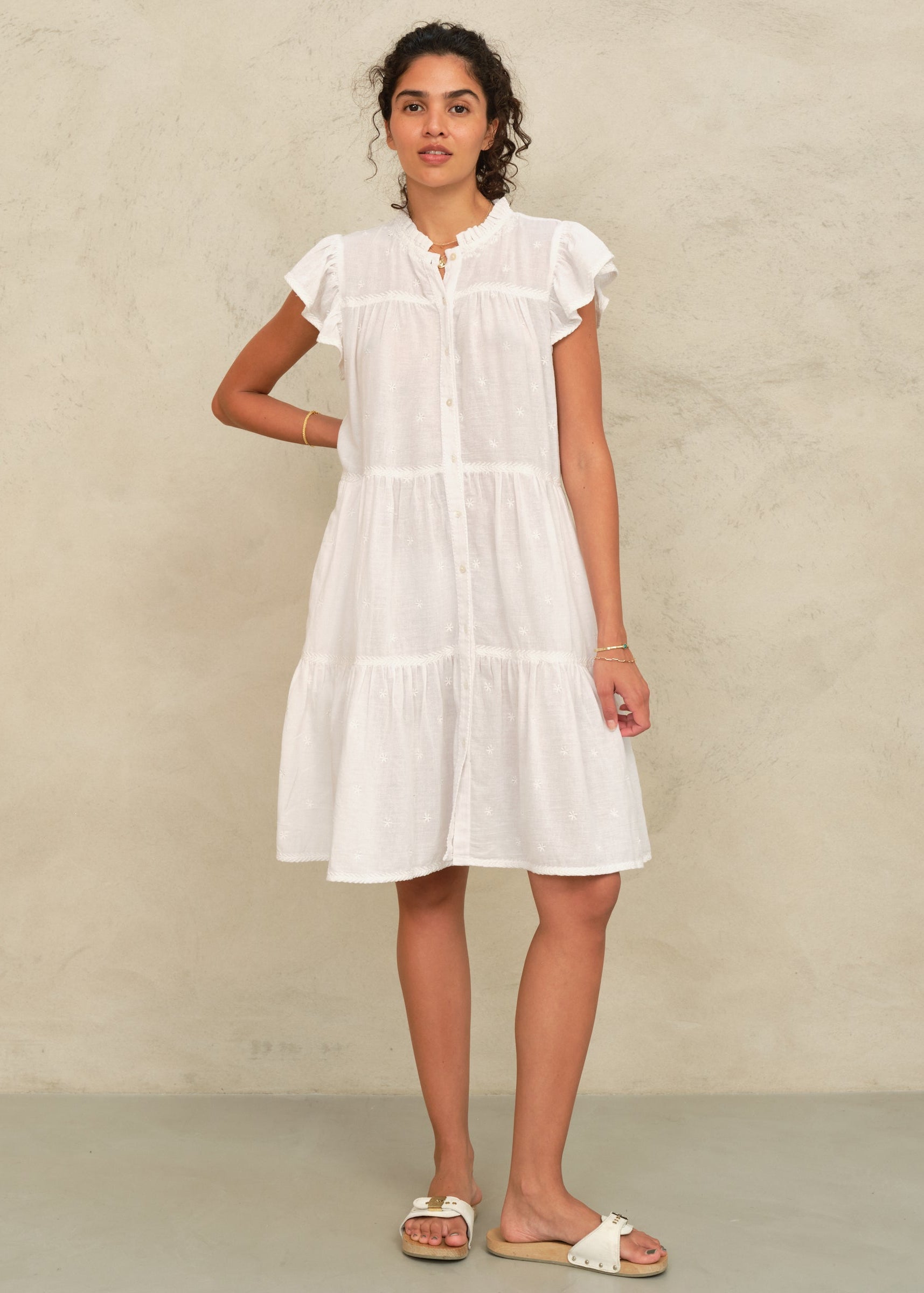 Navi Frill Dress - White