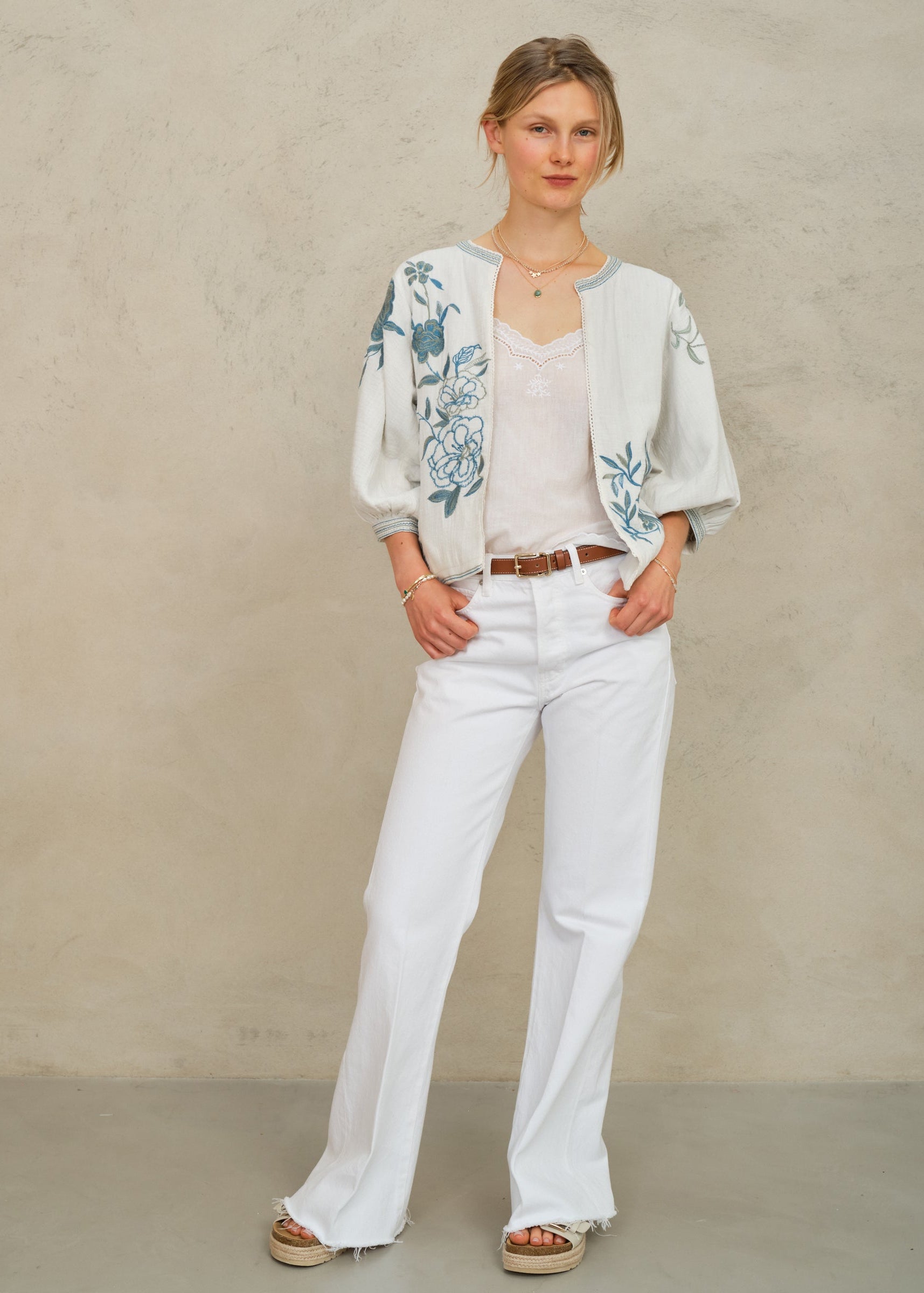 Ori Jacket - Ecru/Blue