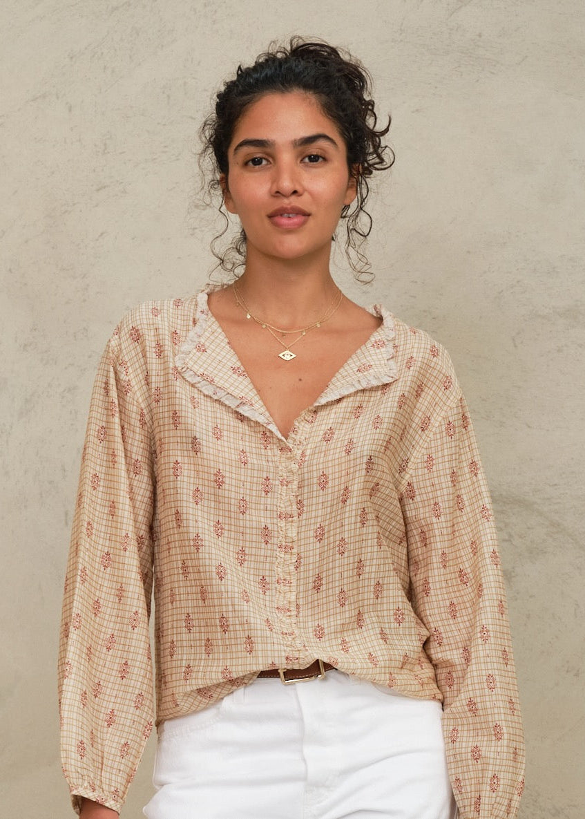 Orly Long Sleeve Top - Multi/Red