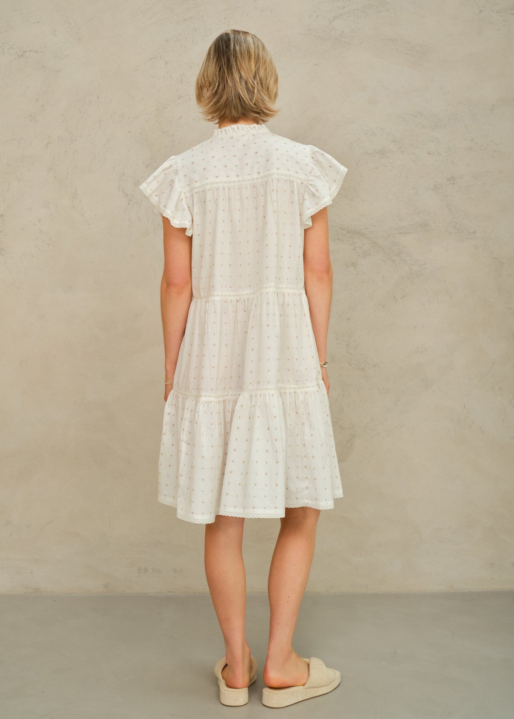 Rita Frill Sundress - Ecru/Multi