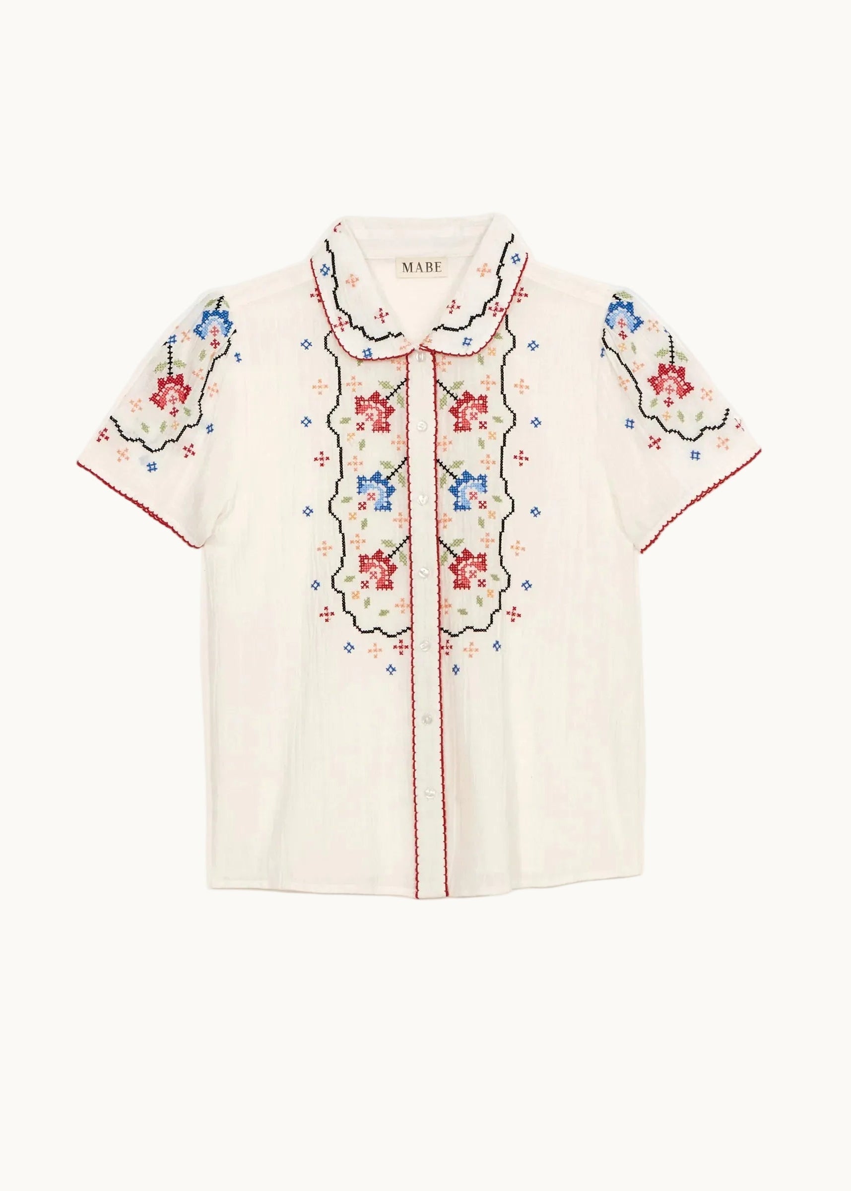 Ruby Short Sleeve Top - Ecru/Multi