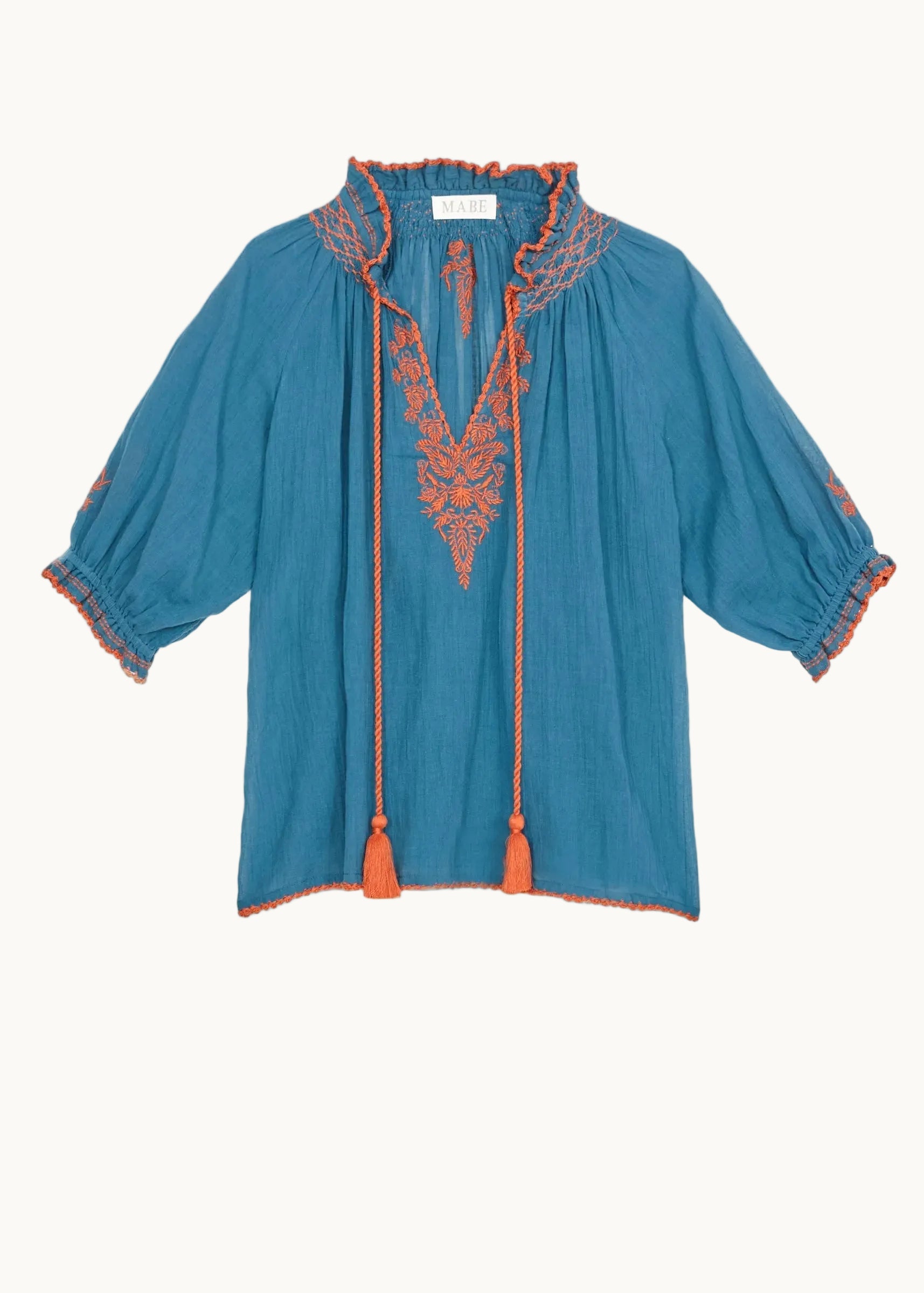 Talia Short Sleeve Top -  Blue/Orange