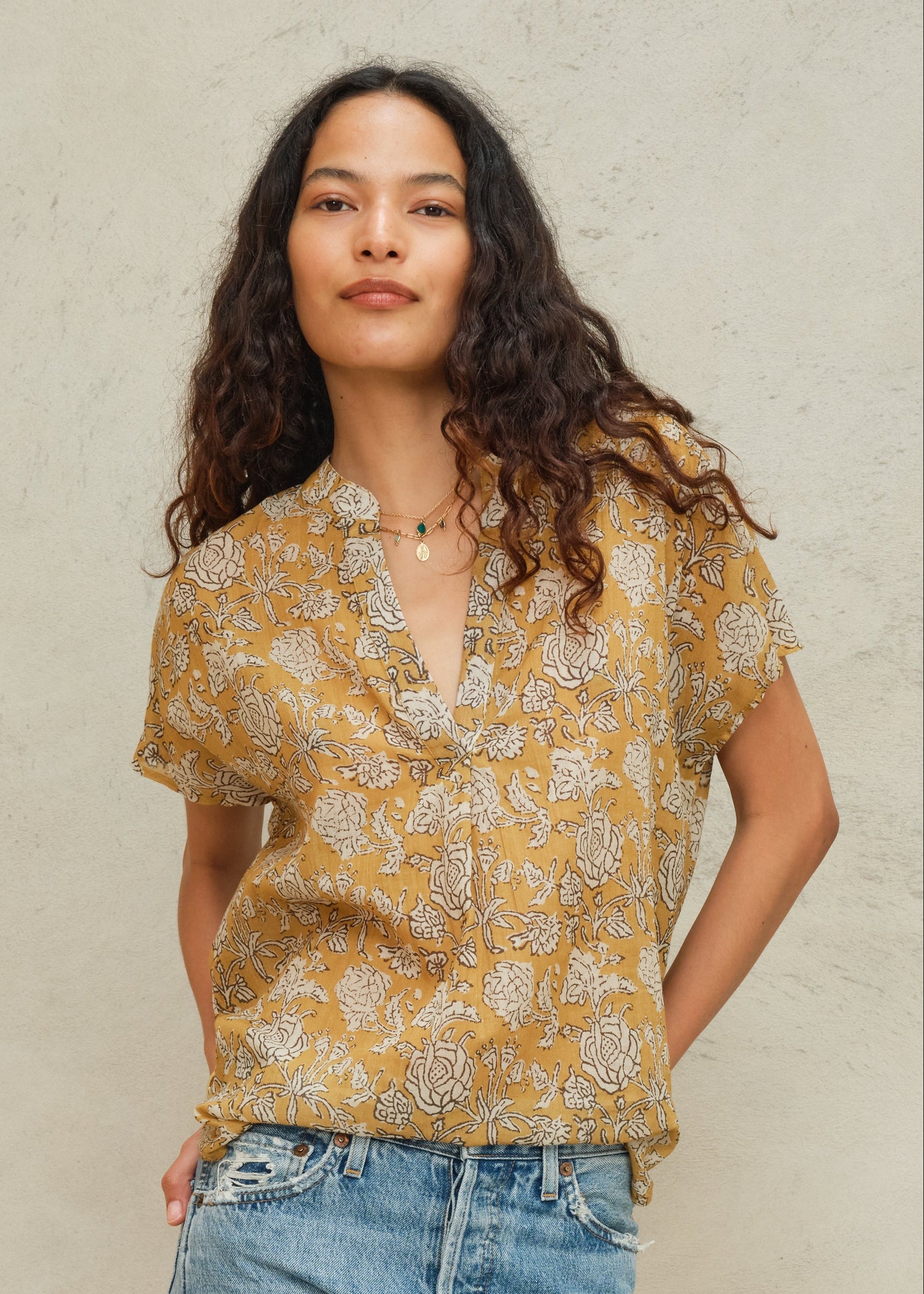 Tulsi Short Sleeve Top - Mustard
