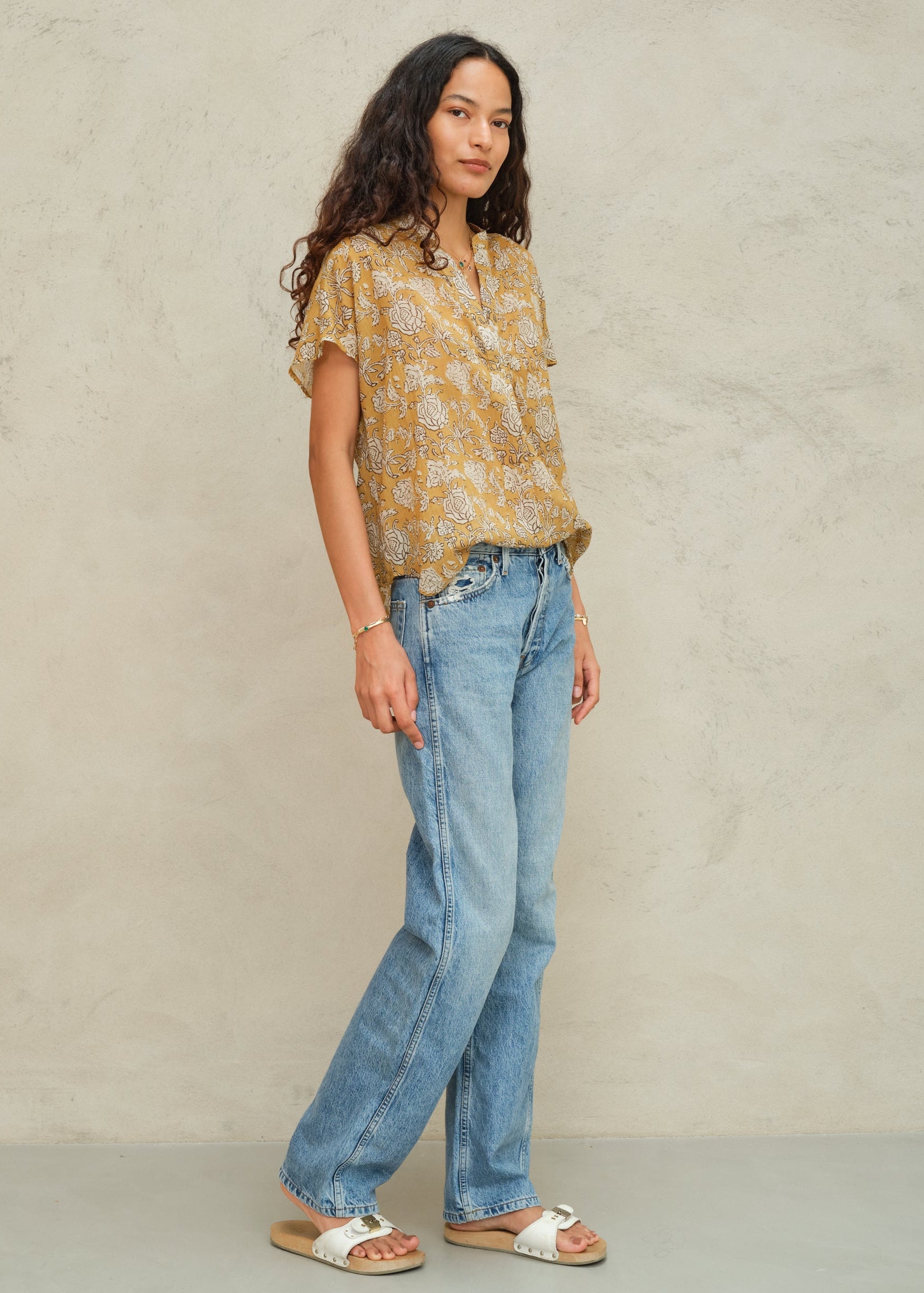 Tulsi Short Sleeve Top - Mustard