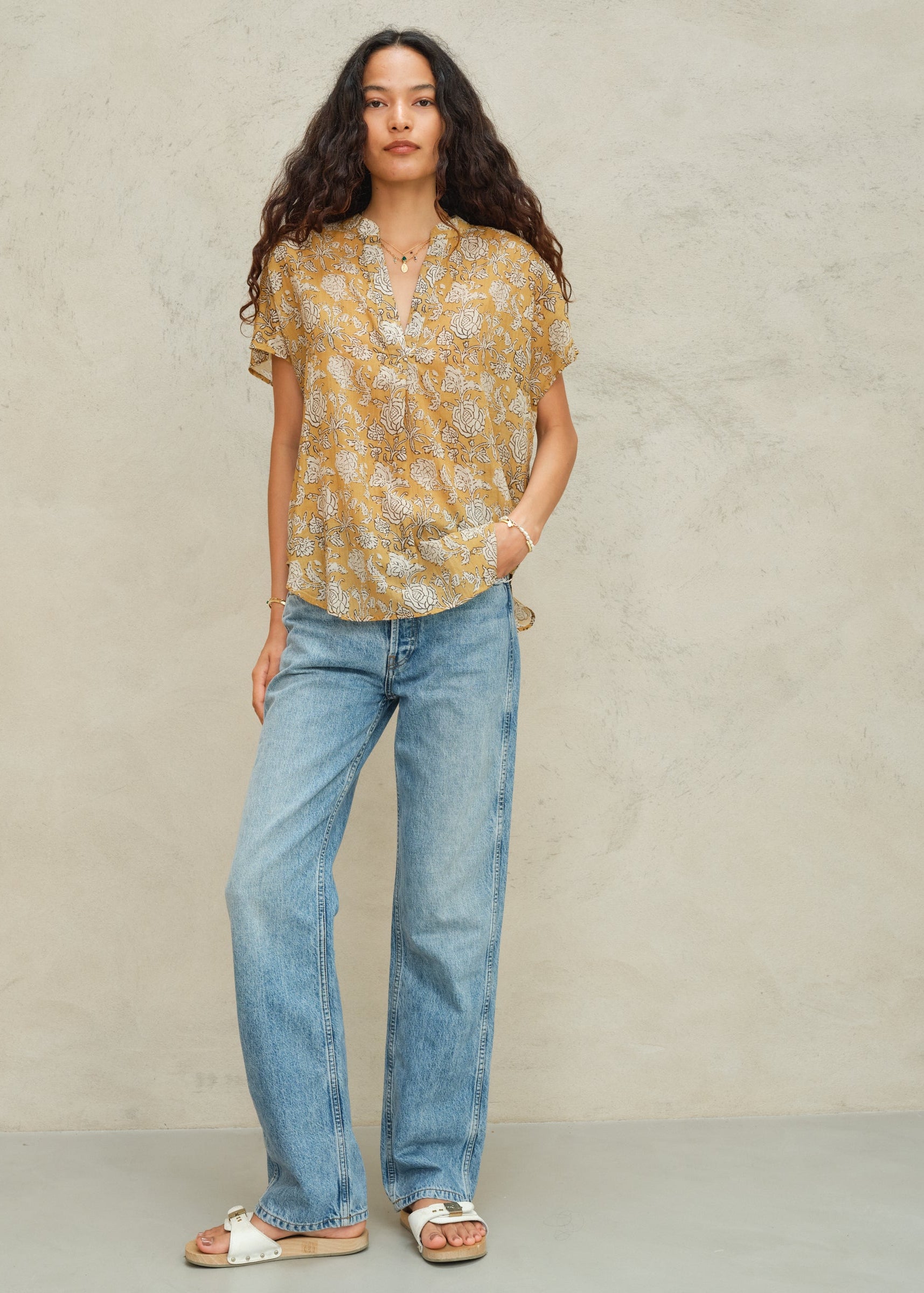 Tulsi Short Sleeve Top - Mustard