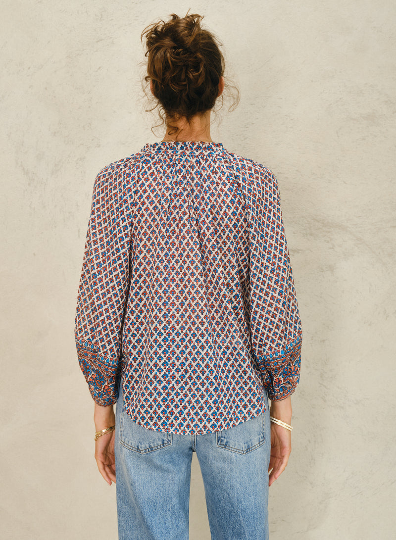 Viti Long Sleeved Top - Orange/Turq